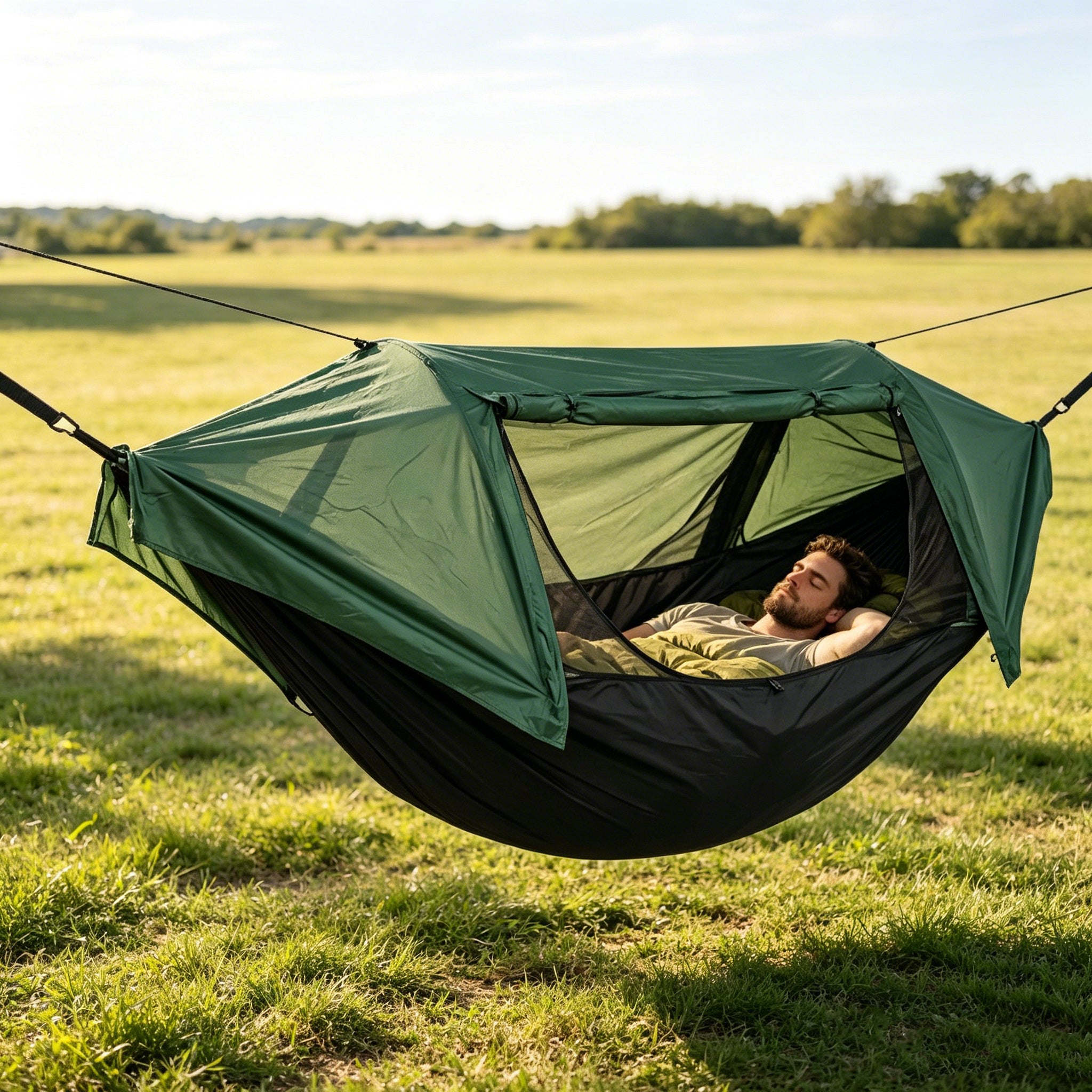 All-in-One Camping Hammock Tent with Rainfly & Mosquito Net -H25