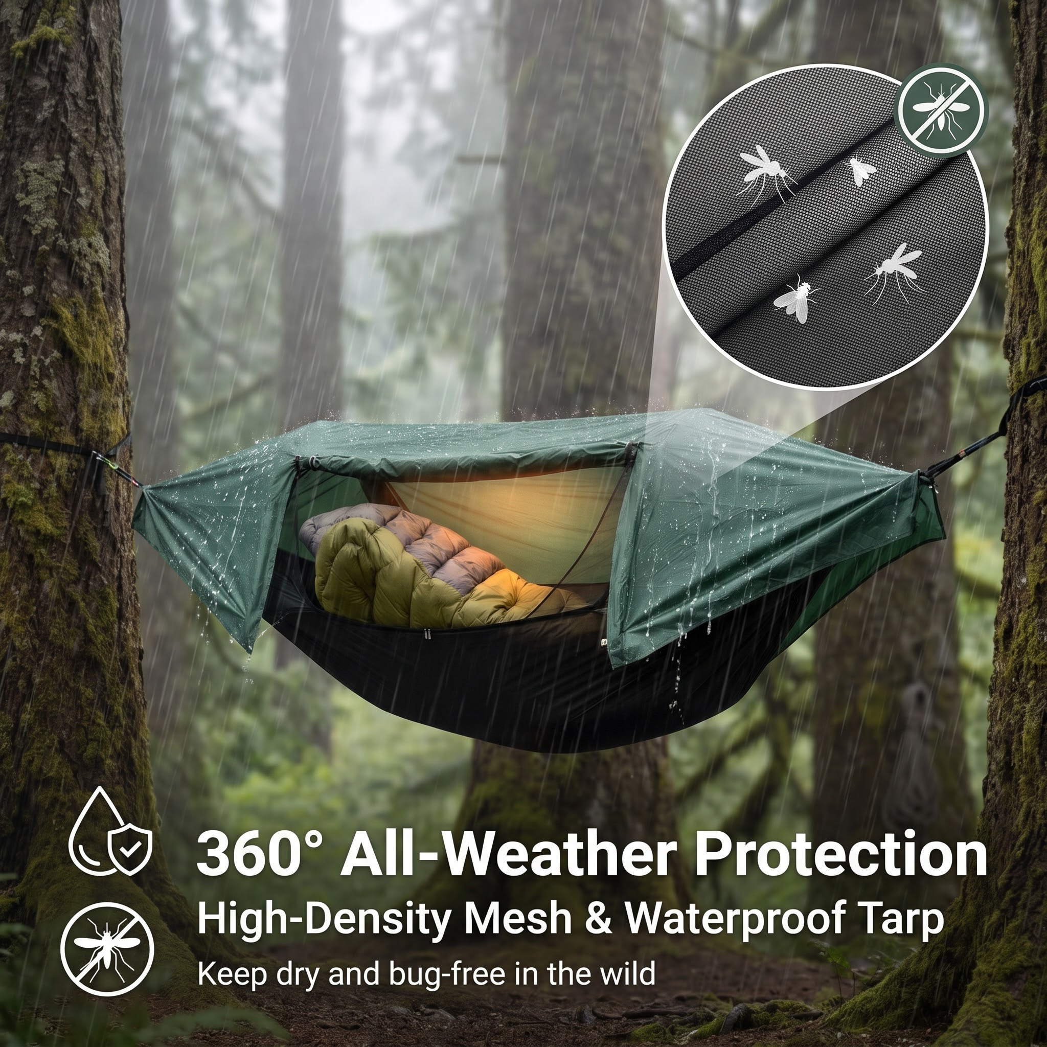 Ultralight Camping Hammock with Integrated Mosquito Net -H26
