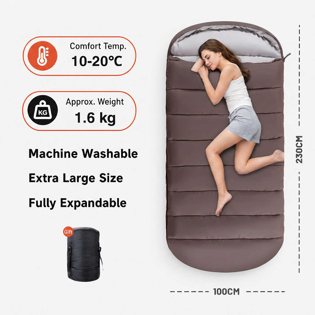 Outdoor Adult Sleeping Bag, All Seasons, Double Size, Lightweight, Portable, Soil-Proof Blanket-S2