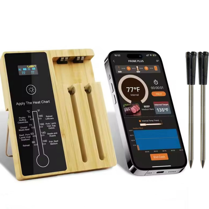 Smart Wireless Bluetooth Meat Thermometer with 2 Probes for BBQ Grill-T7