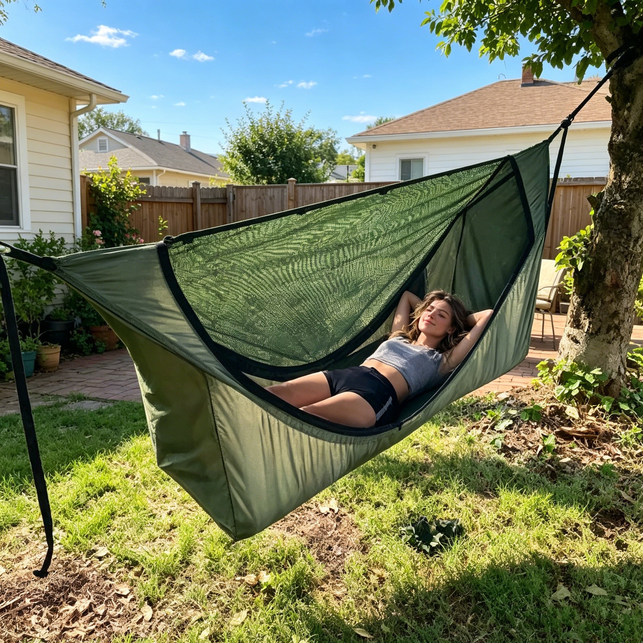 All-in-One Sleep System Camping Hammock Tent with Rain Fly Tarp and Mosquito Net