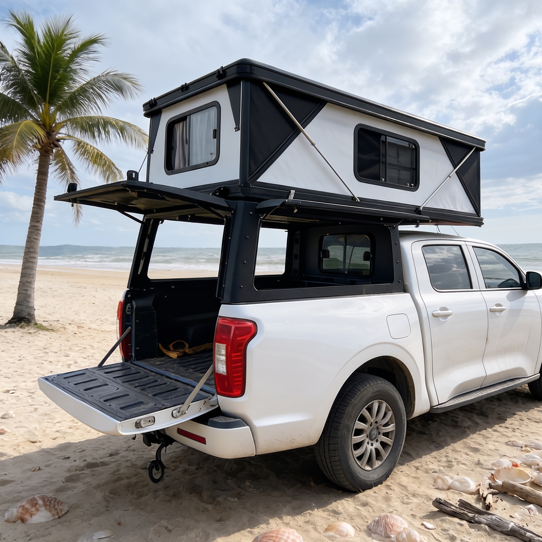 Aluminum Hard-Shell Roof Top Tent Integrated Truck Bed Topper Camper Shell for Toyota