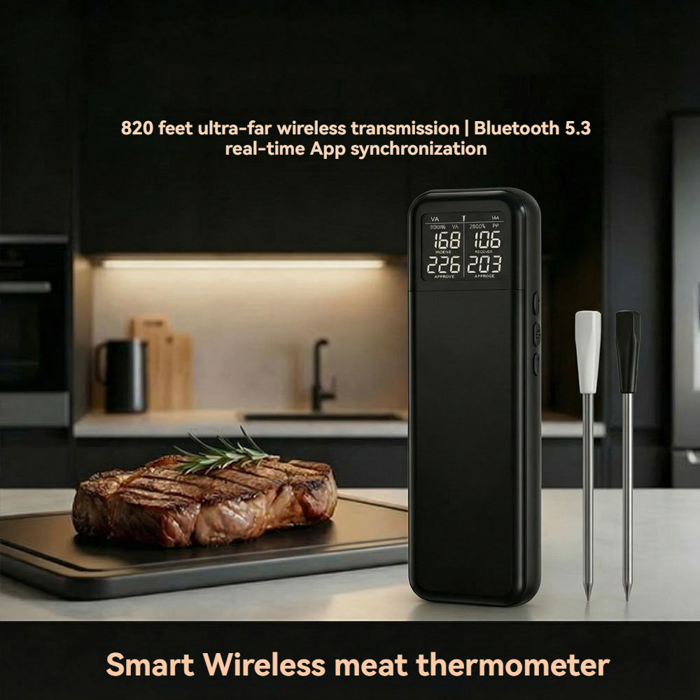 Smart Wireless Bluetooth Meat Thermometer with LCD Case for BBQ Grill-T8