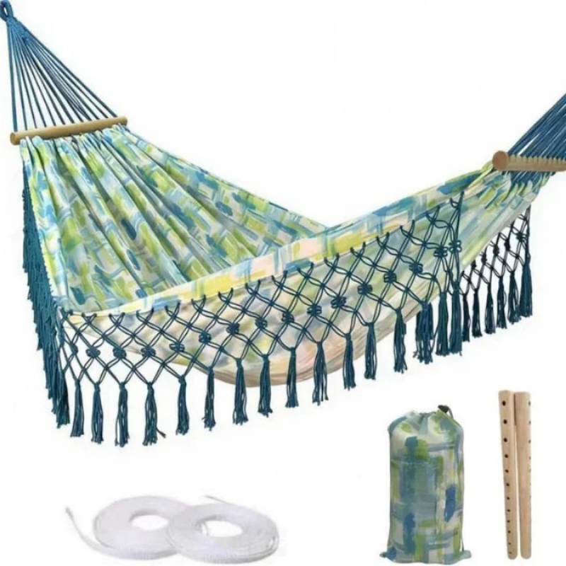 Boho Classic Hammock with Tassel Max 500lbs Handmade