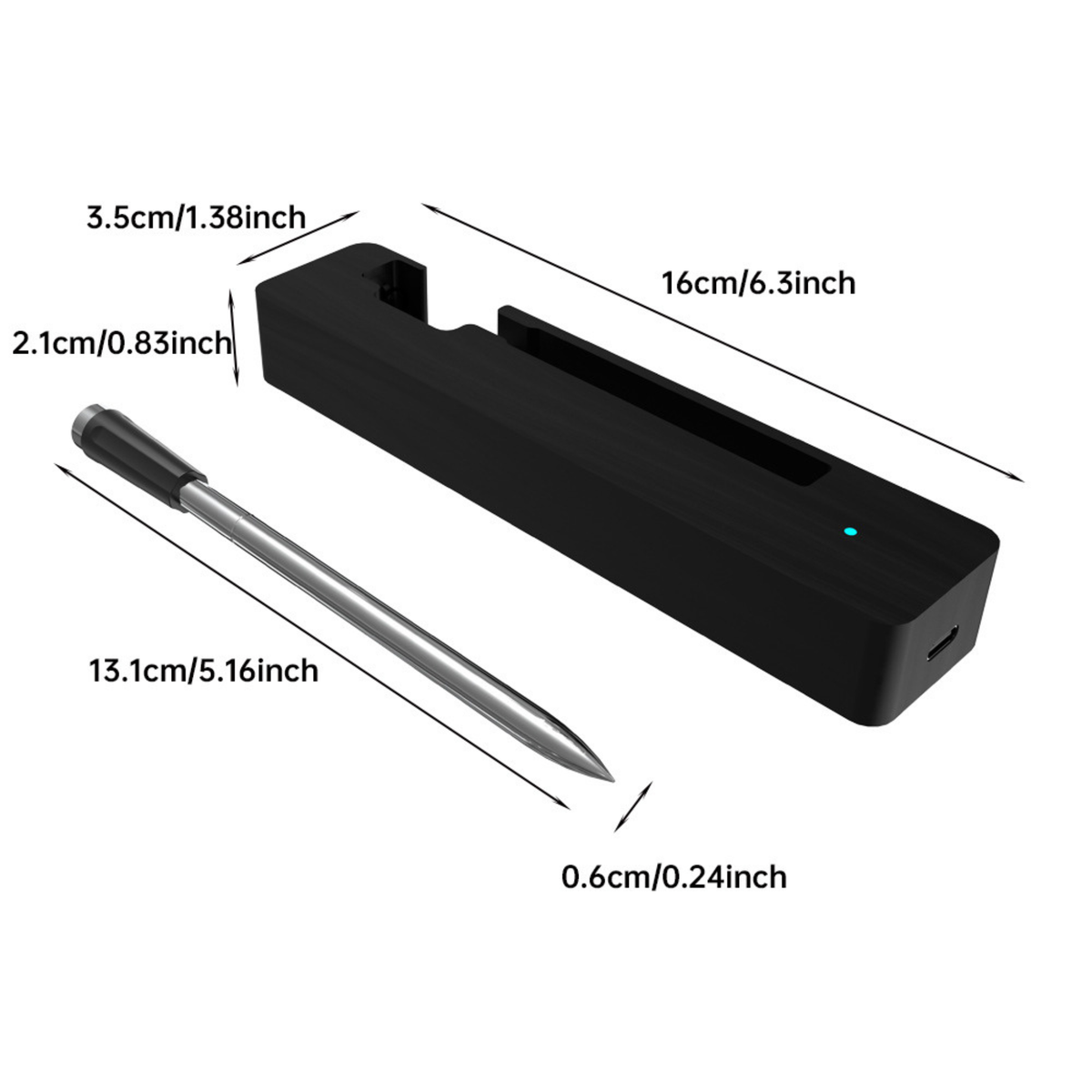 Wireless Bluetooth Meat Thermometer Smart BBQ Probe with App Control Super Capacitor Fast Charging IPX8 Waterproof - T13