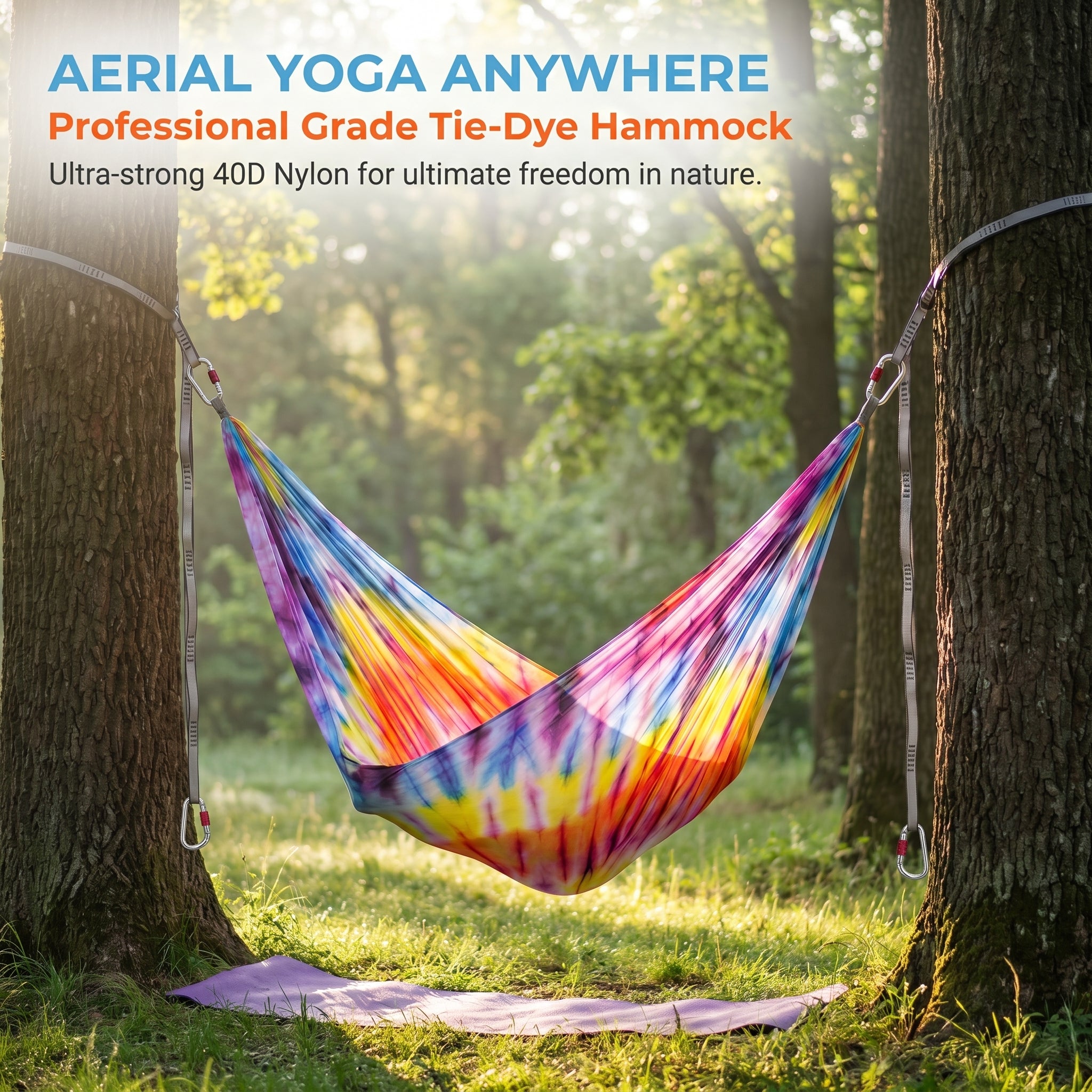 Aerial Yoga Hammock Set Durable 40D Nylon Fabric Gradient Color Aerial Yoga Swing Set