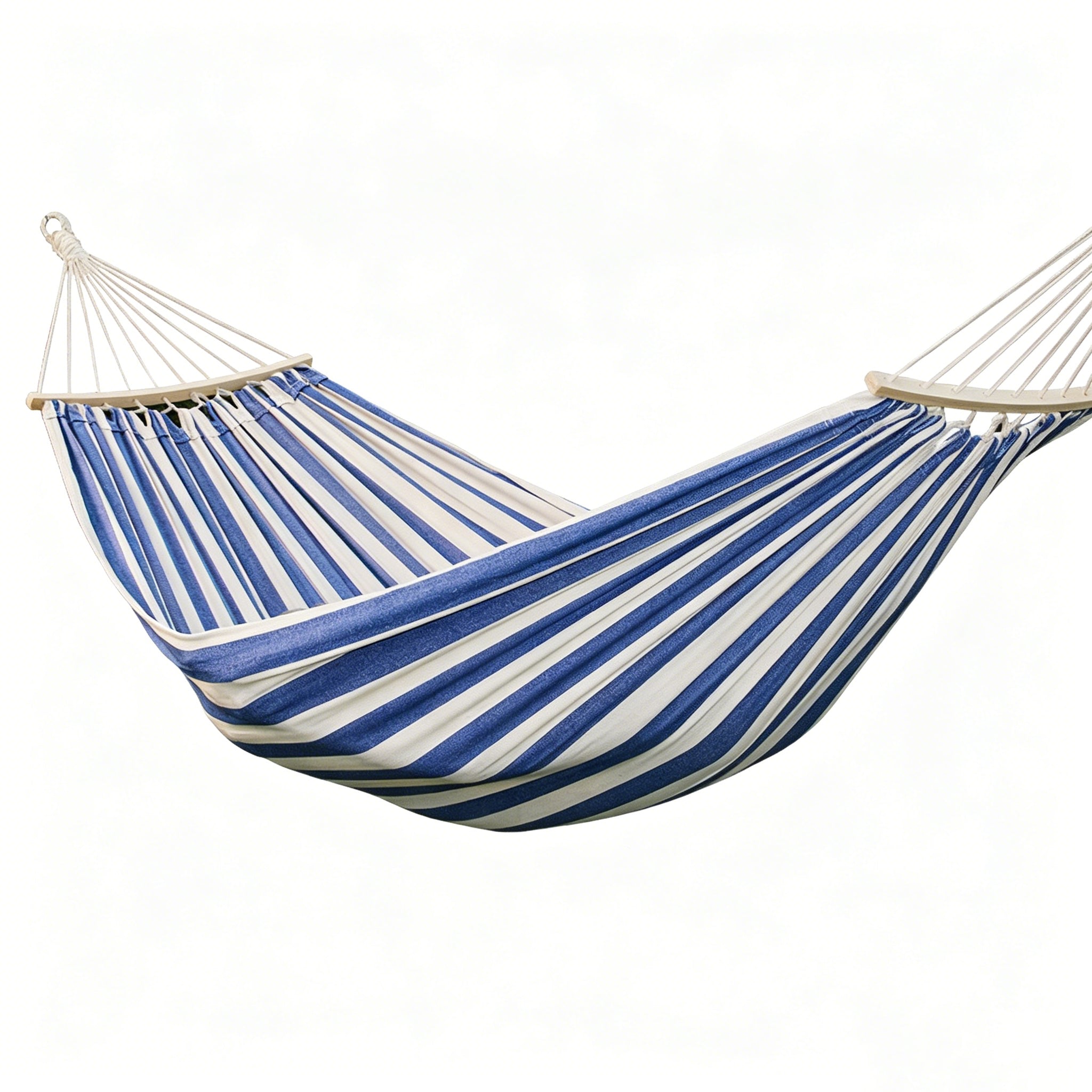 Canvas Hammock with Wooden Poles Double Widen Anti-Rollover 60cm Tassel Design