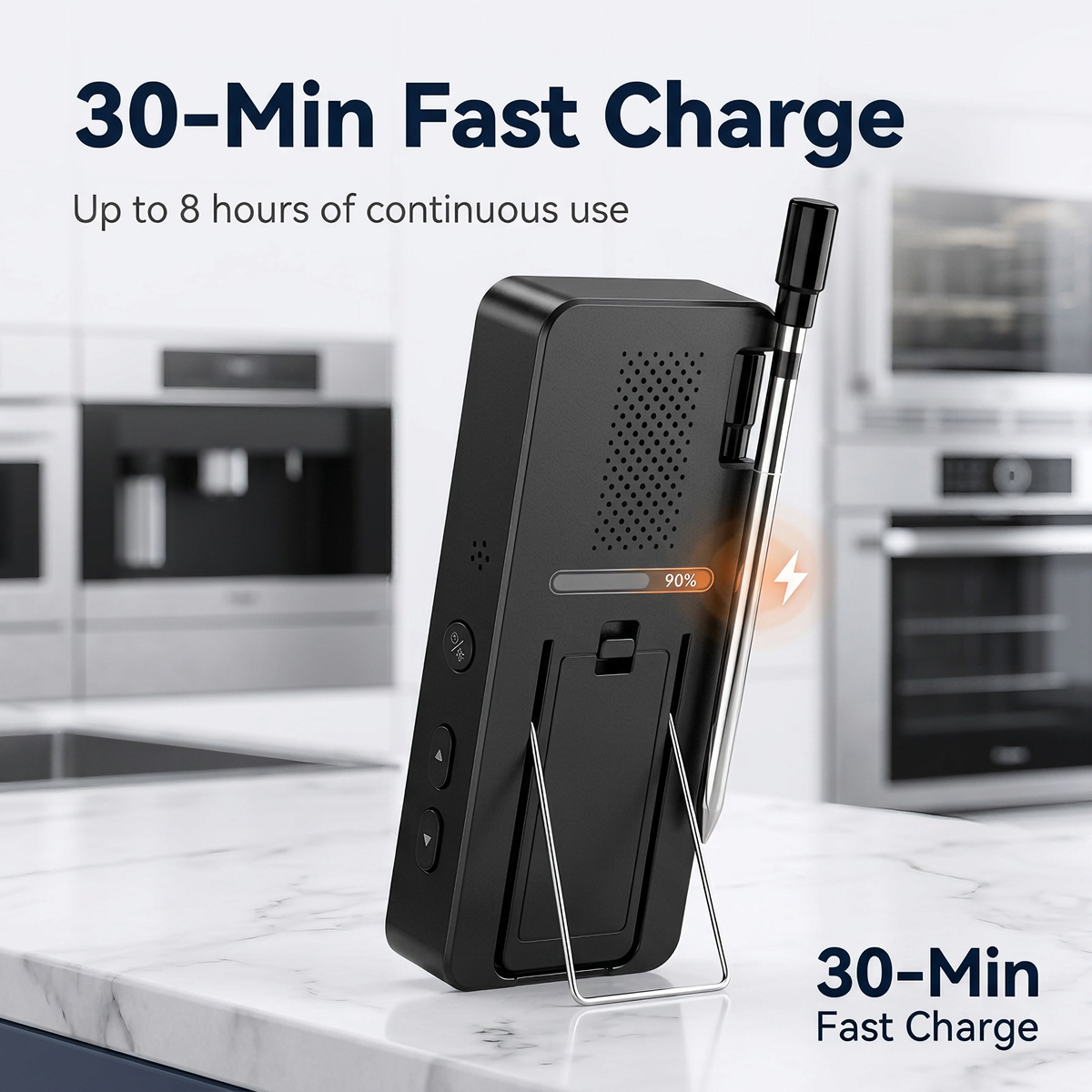 Wireless Remote Food Thermometer, Single Probe, Alarm, Fast Charging, No App Needed, LCD Display - T14