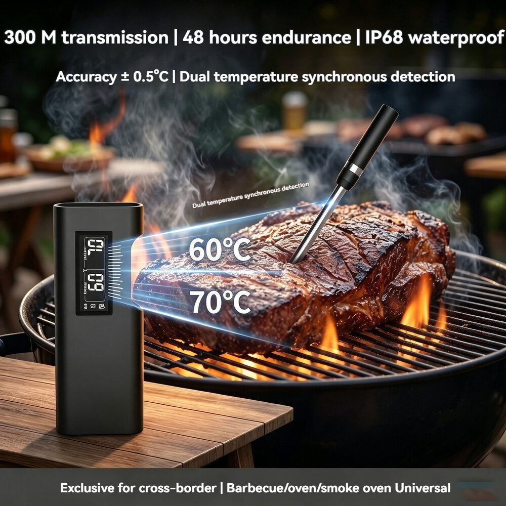 Smart Wireless Bluetooth Meat Thermometer with Display for BBQ Grill-T9