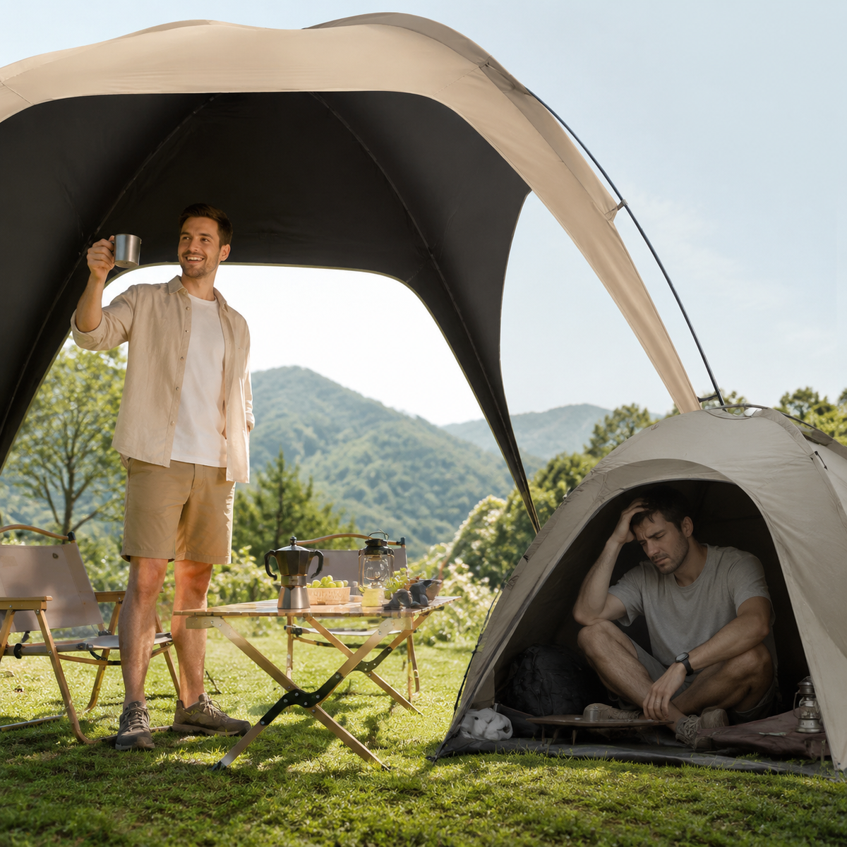 Dome Camping Tent with Blackout Canopy Quick Setup Sun Shelter - C31