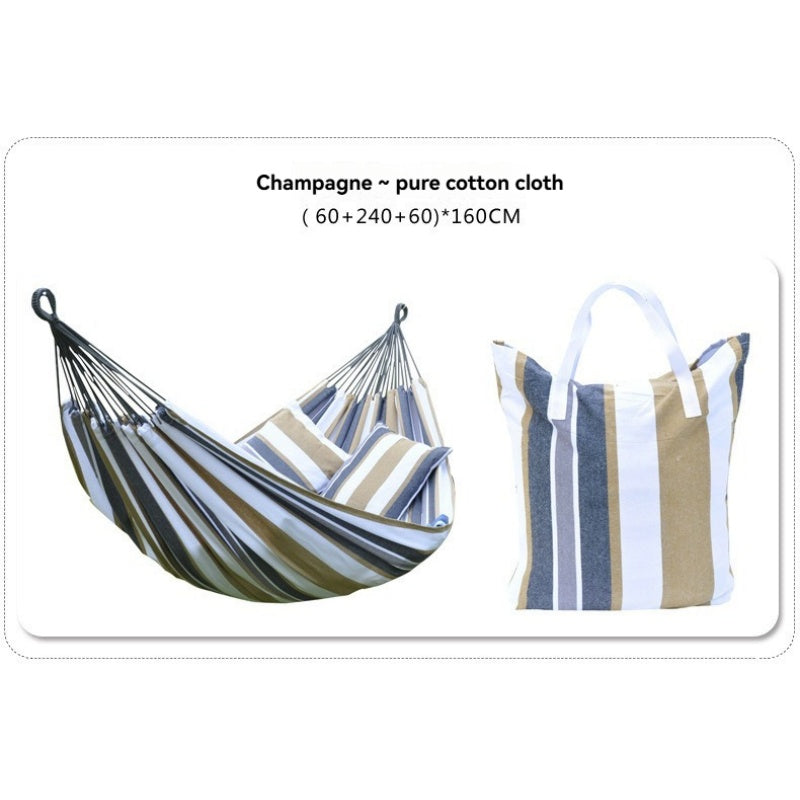 Double Camping Canvas Hammock - Heavy Duty Portable Rainbow Striped Brazilian Swing Chair with Carabiners for Outdoor