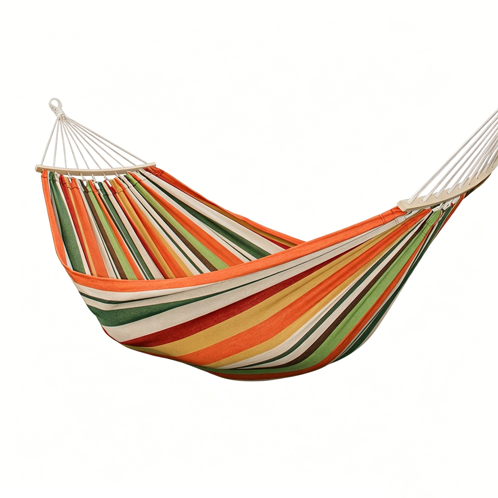 Canvas Hammock with Wooden Poles Double Widen Anti-Rollover 60cm Tassel Design
