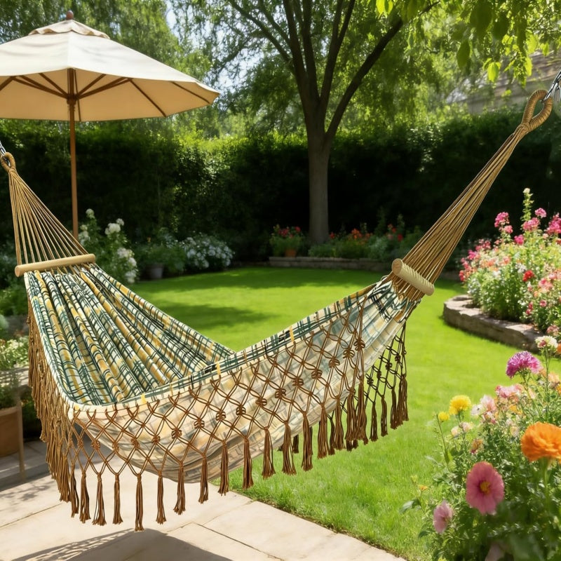 Boho Classic Hammock with Tassel Max 500lbs Handmade
