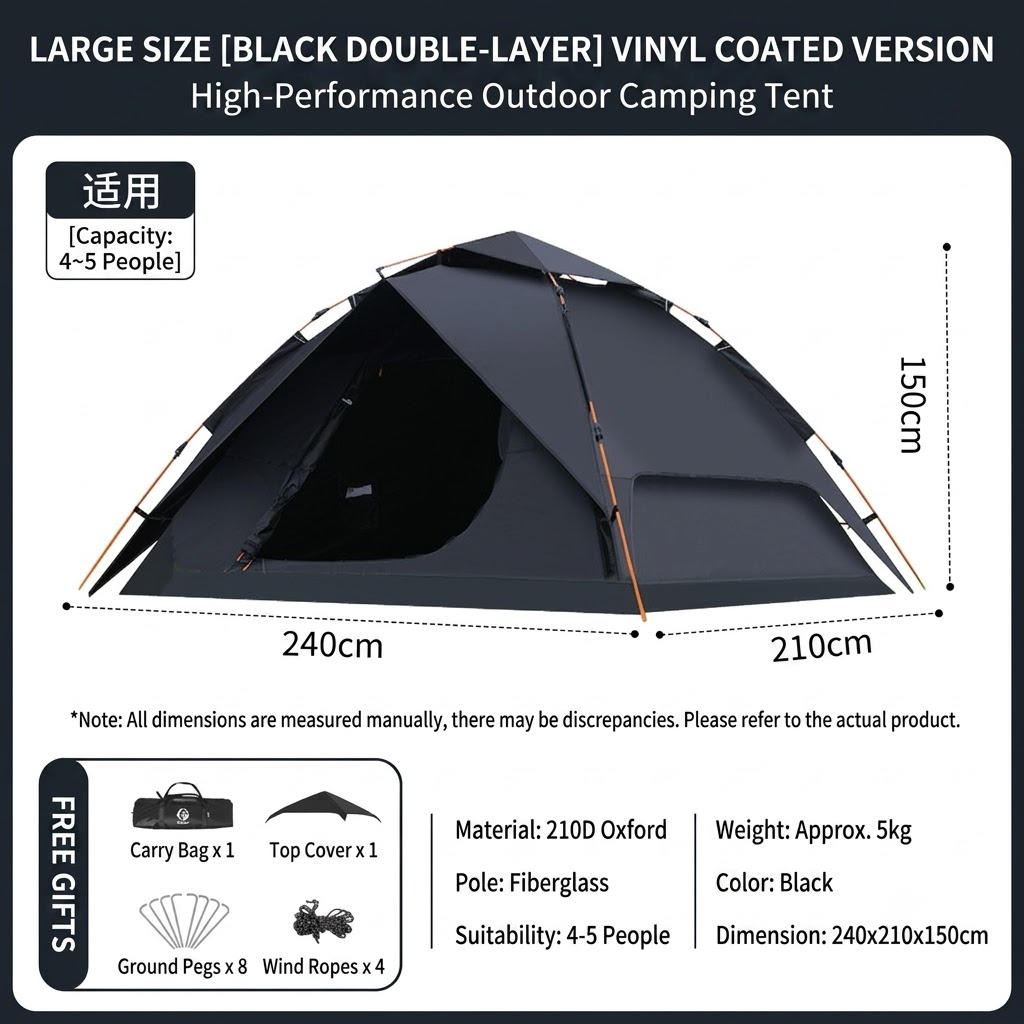 Double-layer Quick-opening Automatic Portable Camping Tent