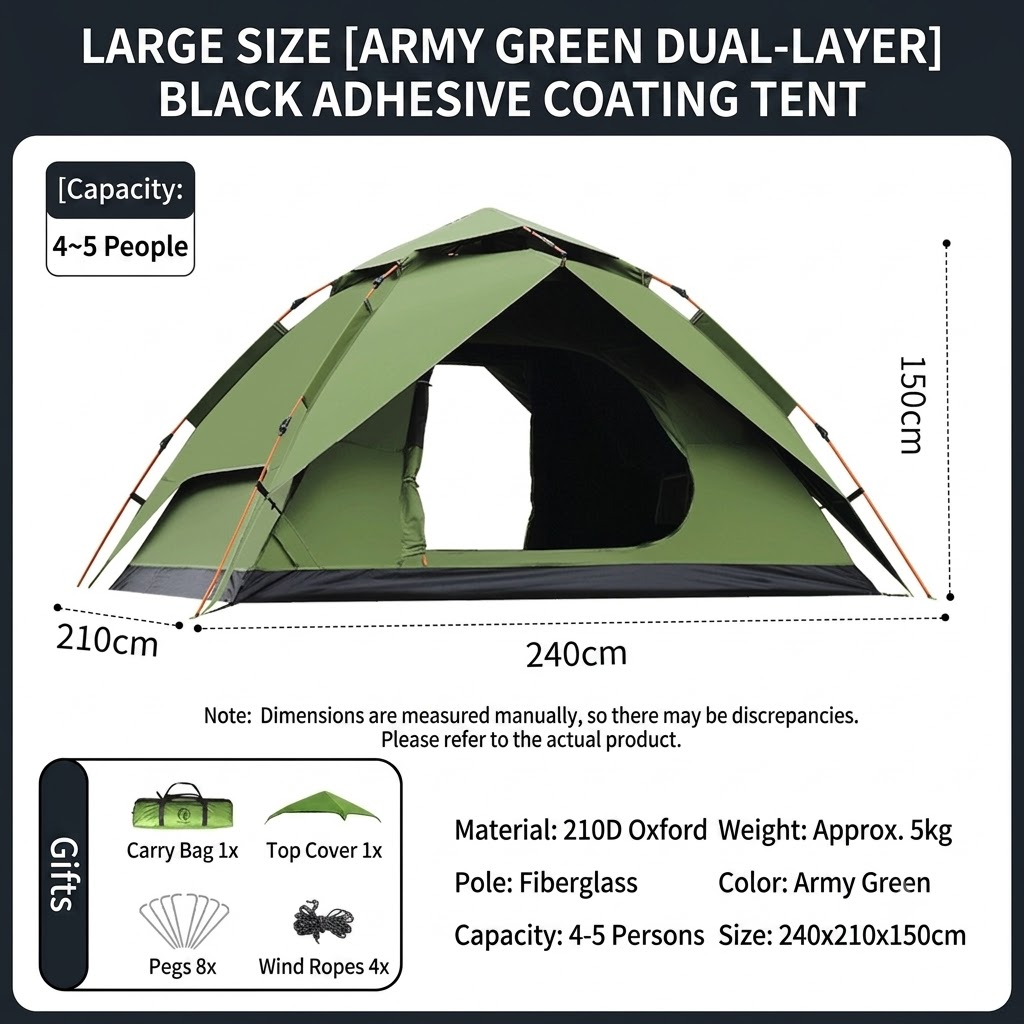 Double-layer Quick-opening Automatic Portable Camping Tent