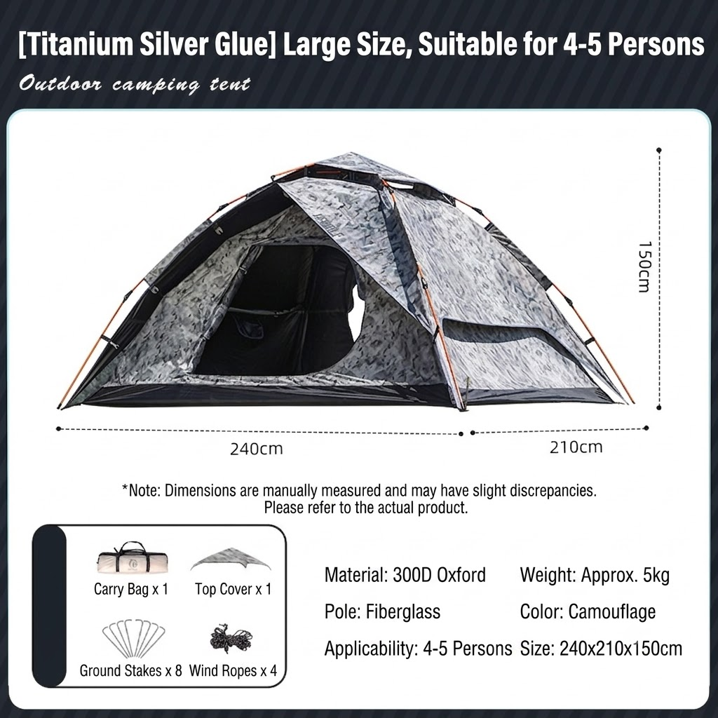 Double-layer Quick-opening Automatic Portable Camping Tent