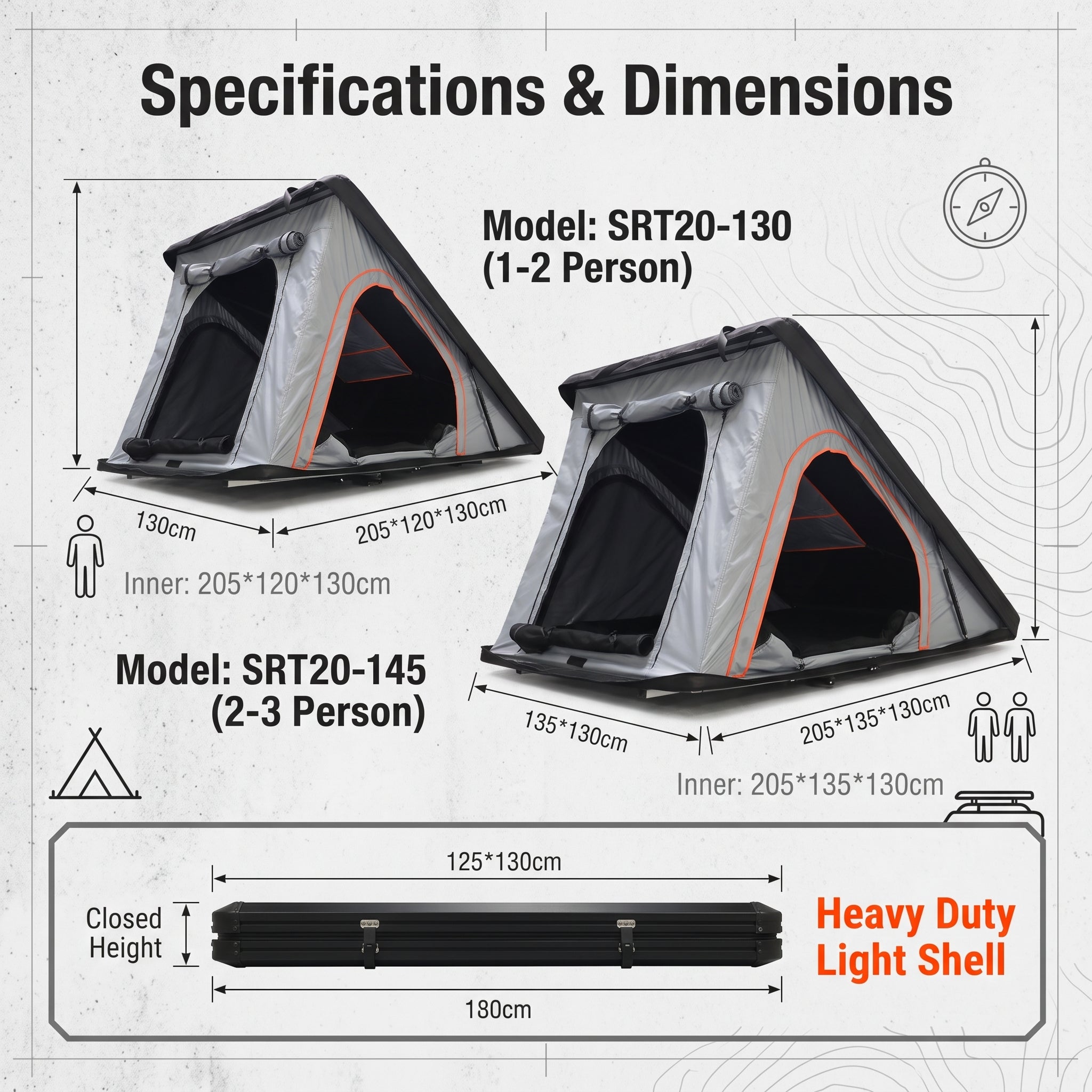 1-3 Person Car Rooftop Tent Triangle Light Shell Camping Outdoor