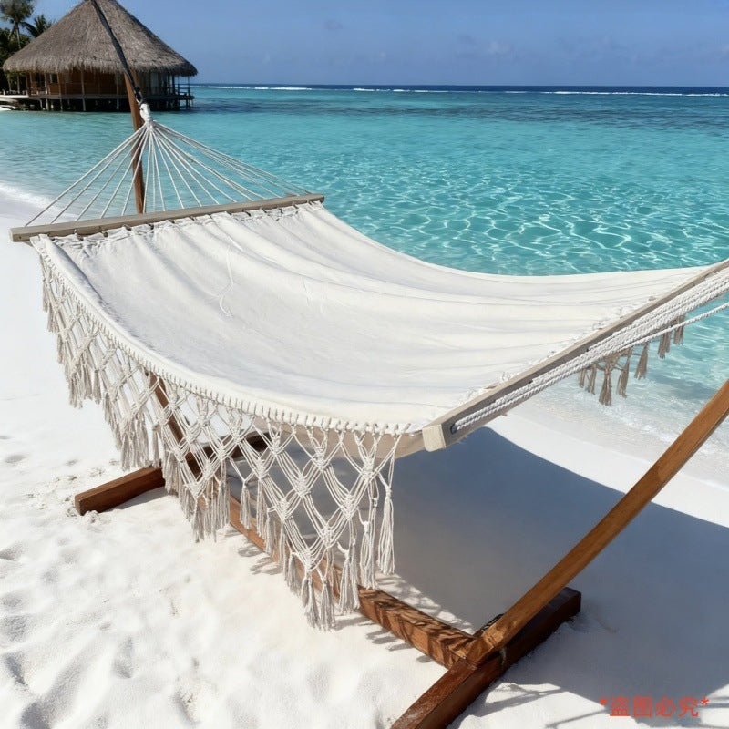 Nordic Macrame Hammock with Tassels - Extra Wide Double Hammock