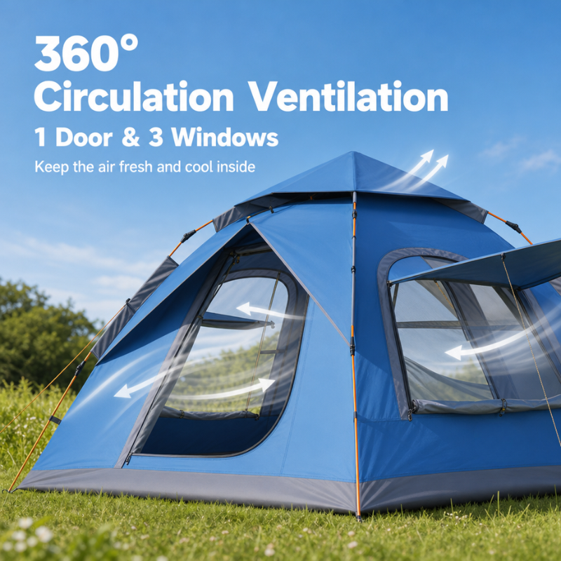 Portable & Foldable Outdoor Tent - UV Protection Silver Coating, Large Family Space