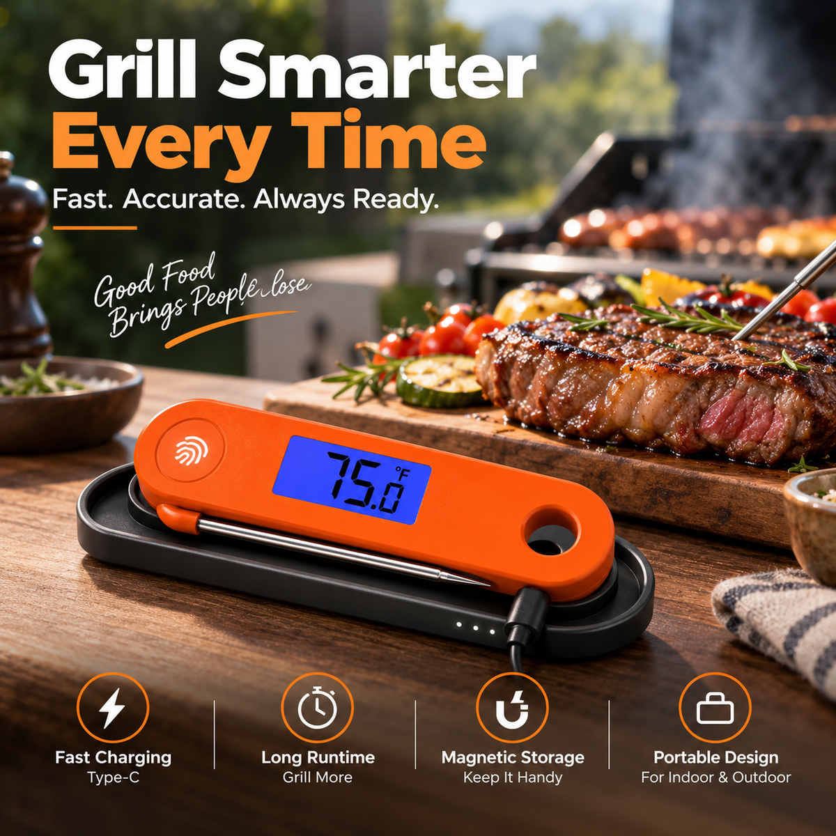 Smart Wireless Meat Thermometer with Ceramic Probe & App /T1
