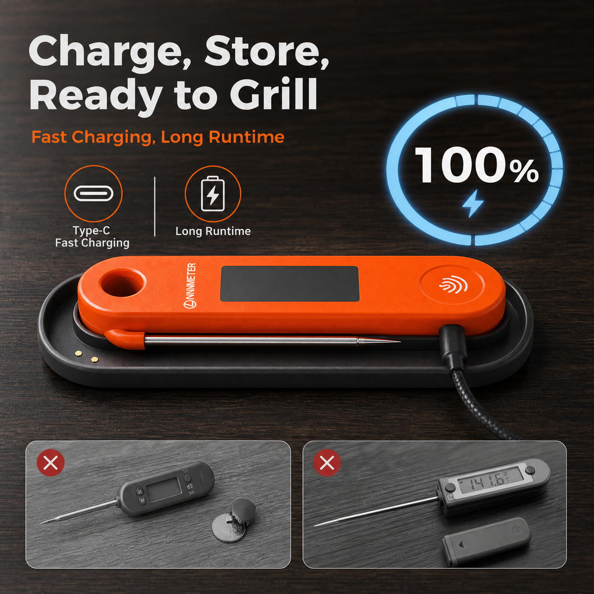Smart Wireless Meat Thermometer with Ceramic Probe & App /T1