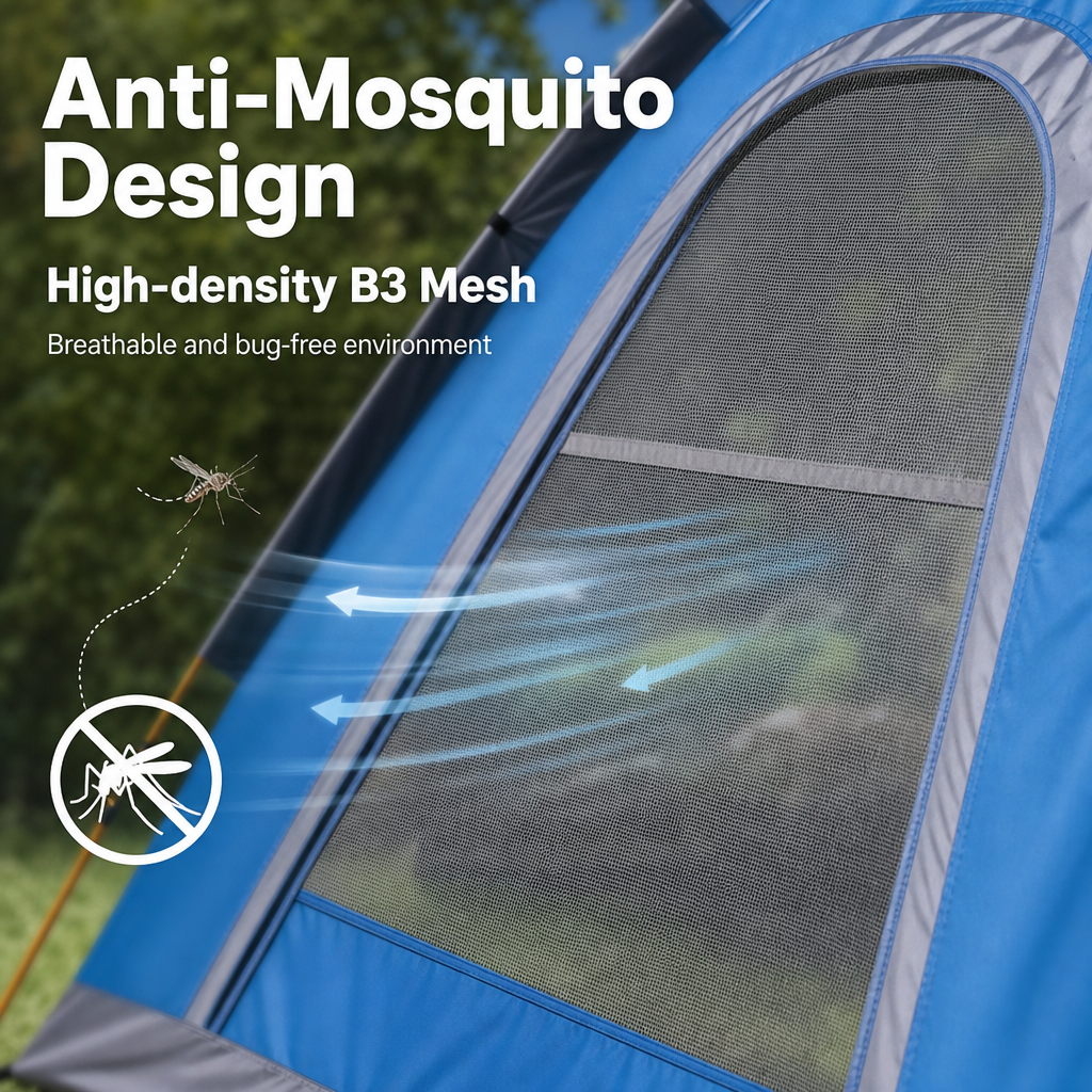 Portable & Foldable Outdoor Tent - UV Protection Silver Coating, Large Family Space