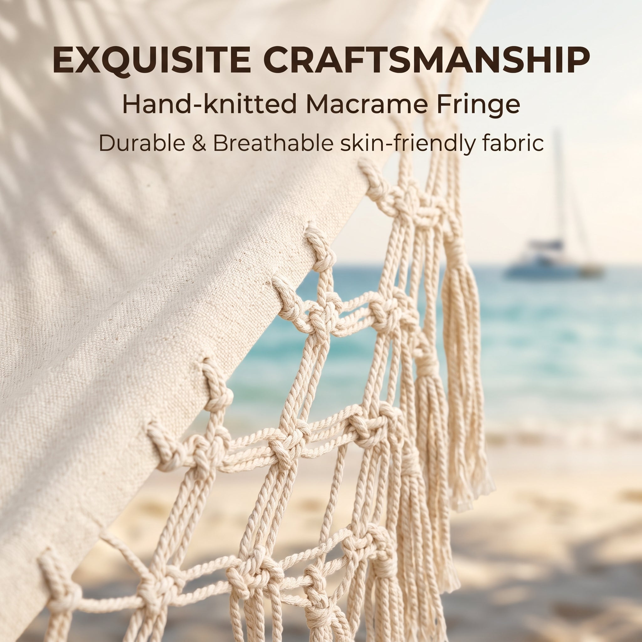 Nordic Macrame Hammock with Tassels - Extra Wide Double Hammock