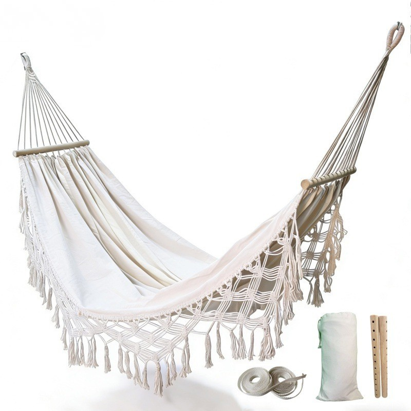 Bohemian Balcony Tassel Hammock Outdoor Densified Canvas Anti-Tipping Swing