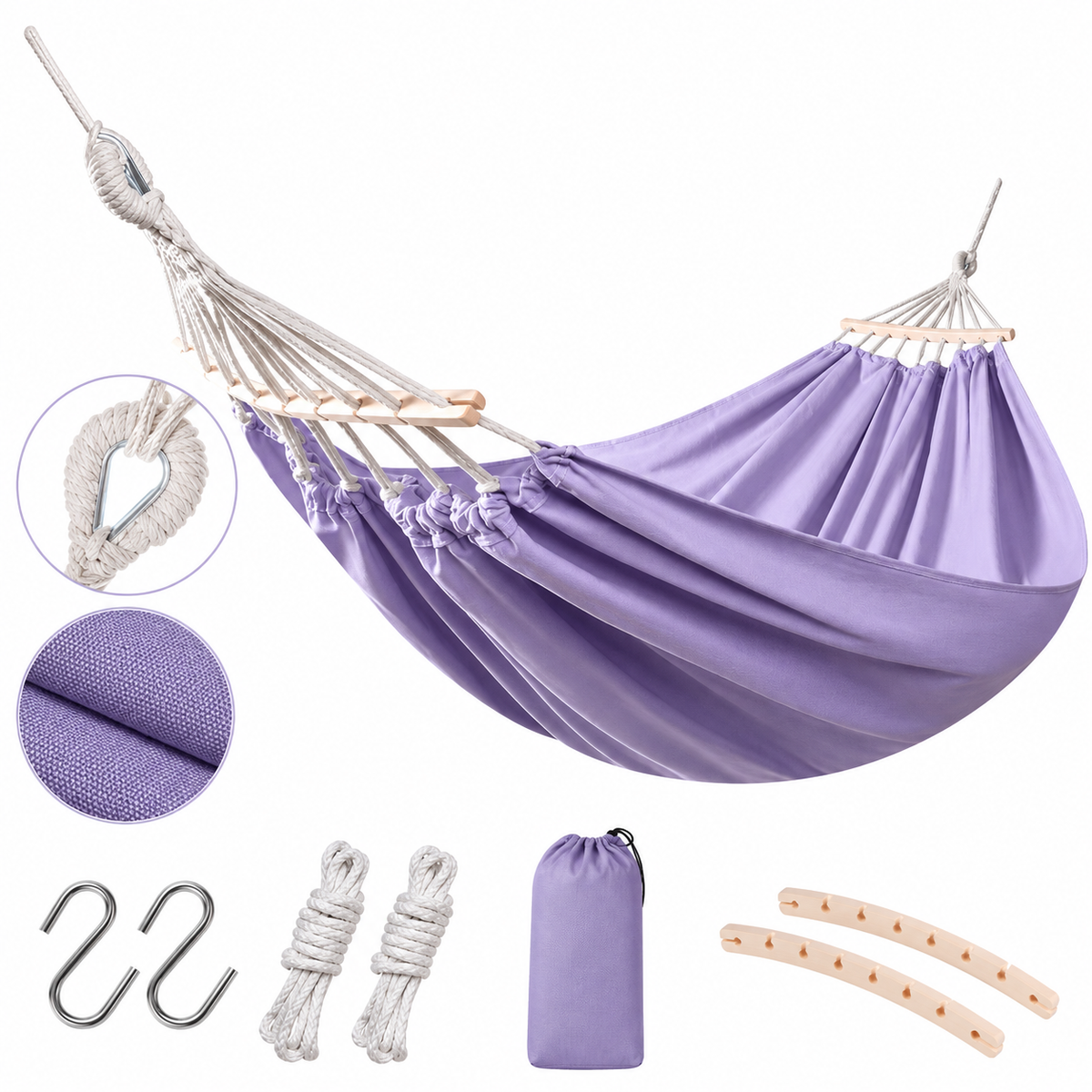 Double Heavy-Duty Canvas Hammock Portable Anti-Roll Camping Swing - H51