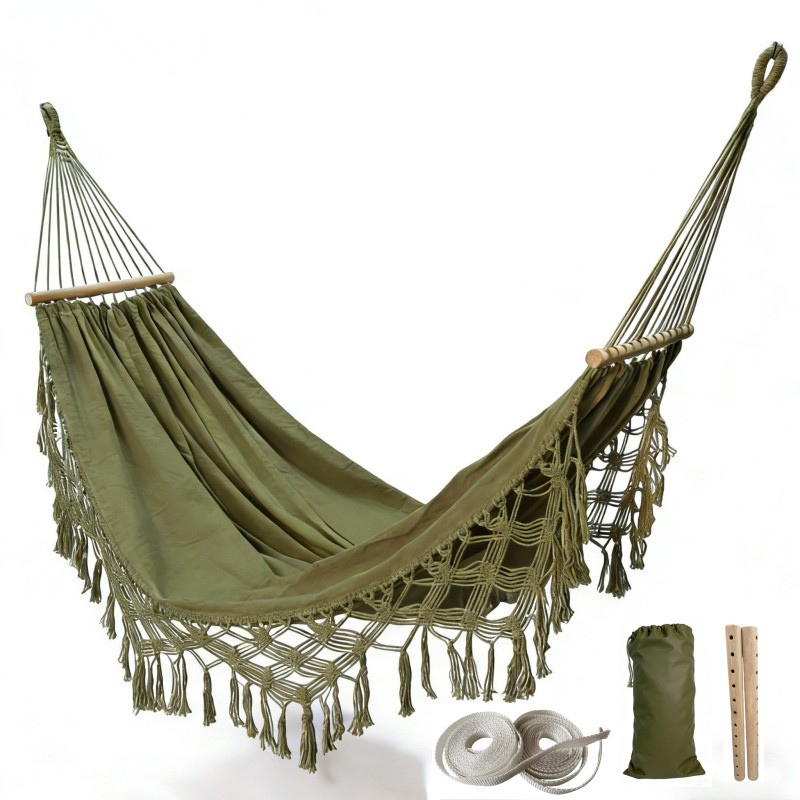 Bohemian Balcony Tassel Hammock Outdoor Densified Canvas Anti-Tipping Swing