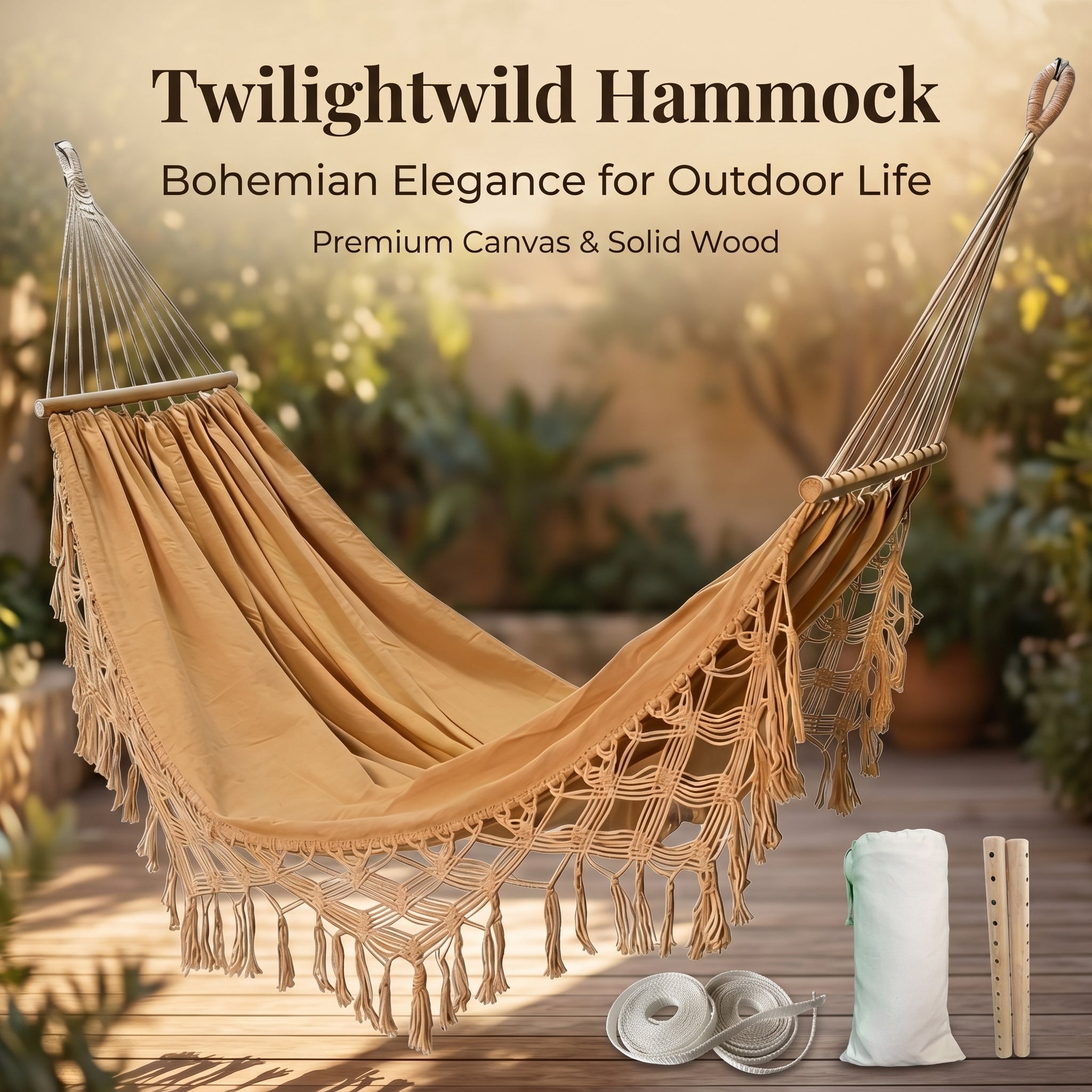 Bohemian Balcony Tassel Hammock Outdoor Densified Canvas Anti-Tipping Swing