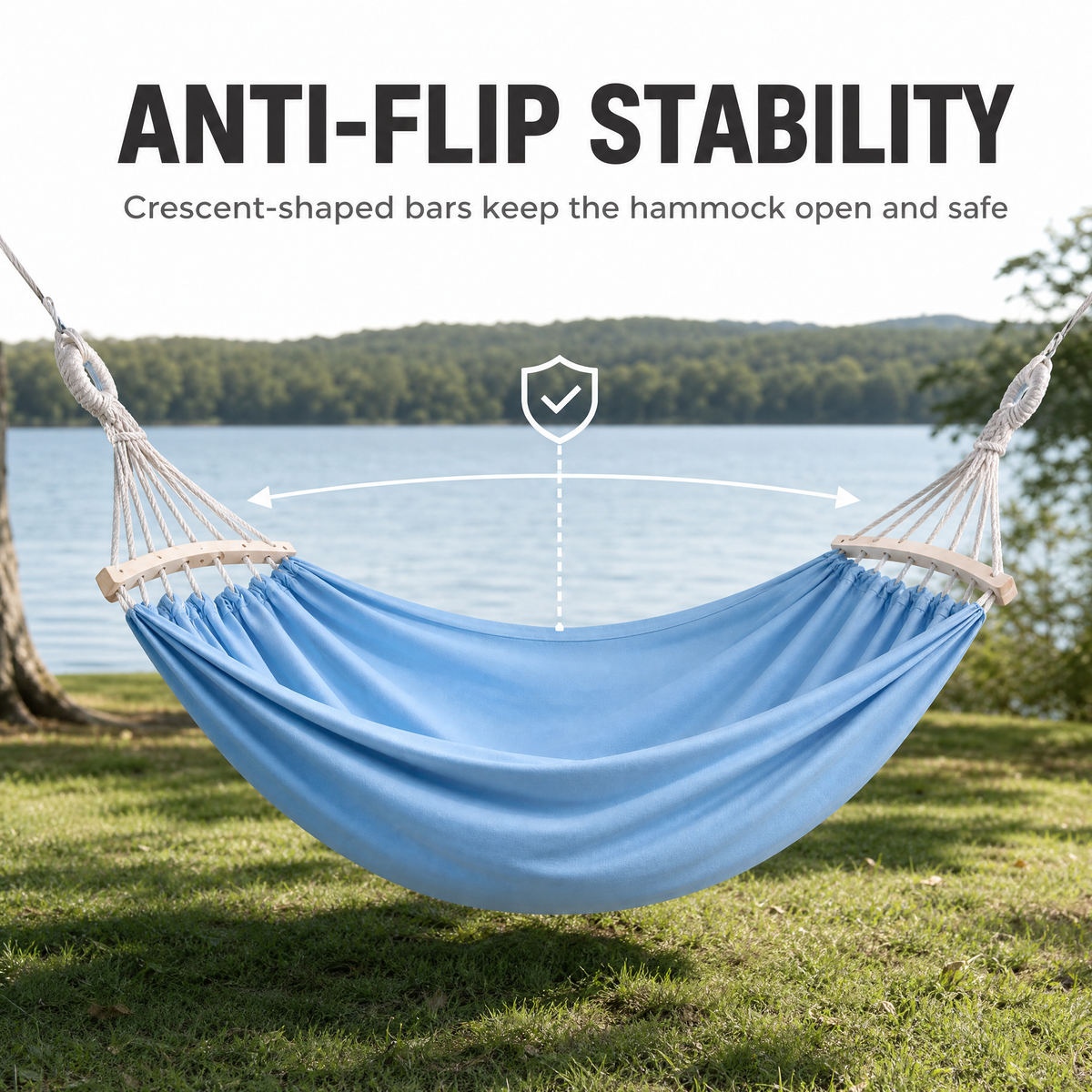 Double Heavy-Duty Canvas Hammock Portable Anti-Roll Camping Swing - H51