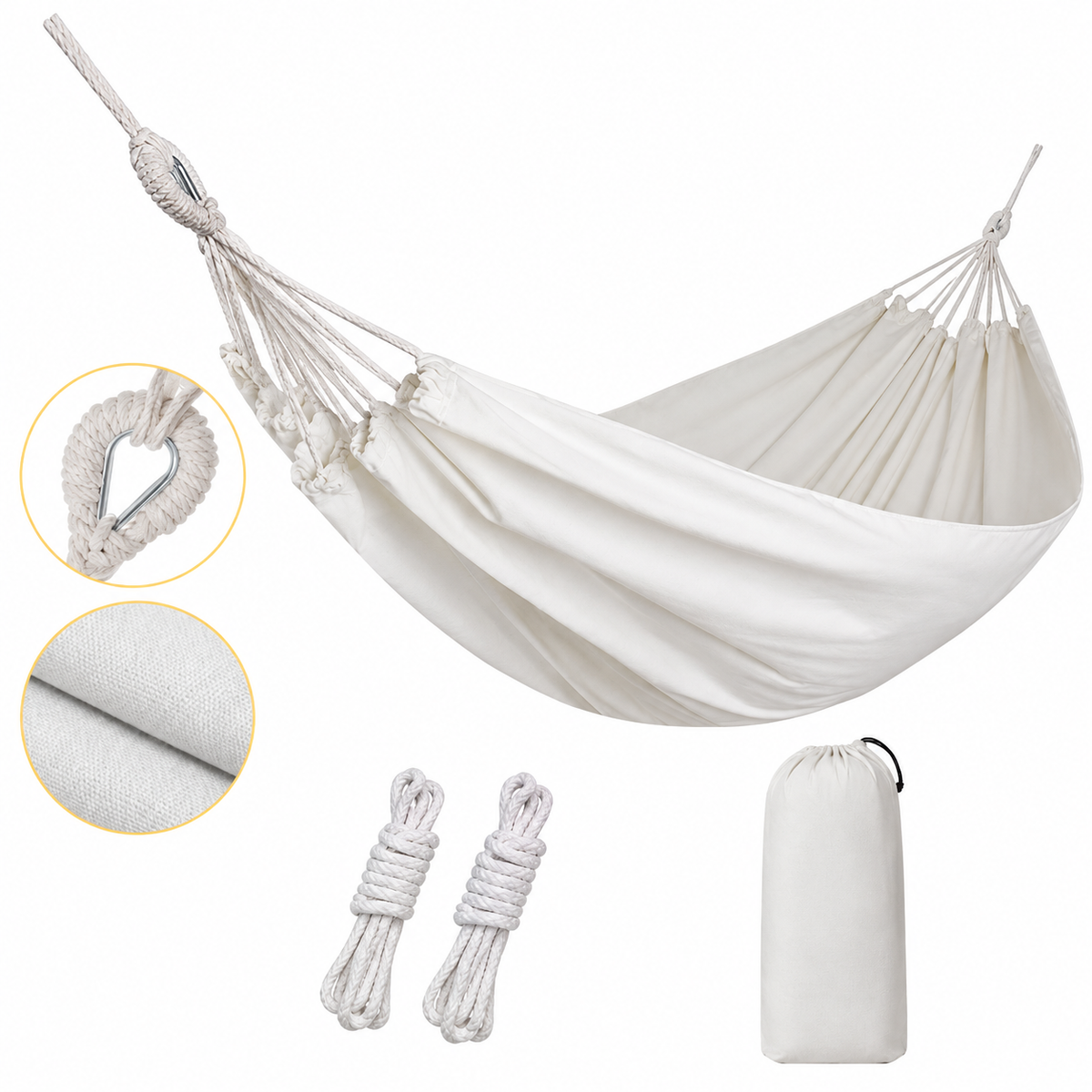 Double Heavy-Duty Canvas Hammock Portable Anti-Roll Camping Swing - H51