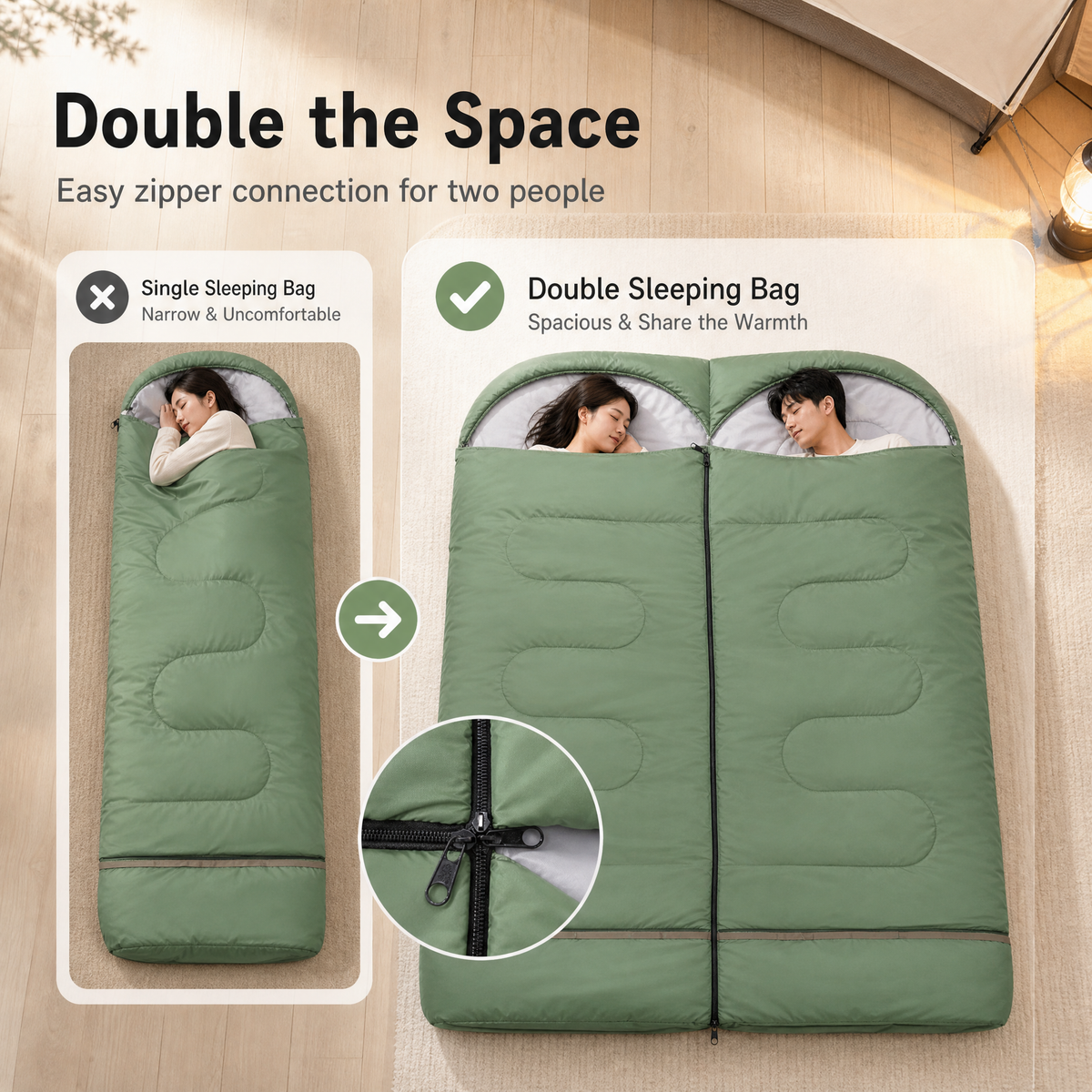2-in-1 Portable Camping Sleeping Bag -S6