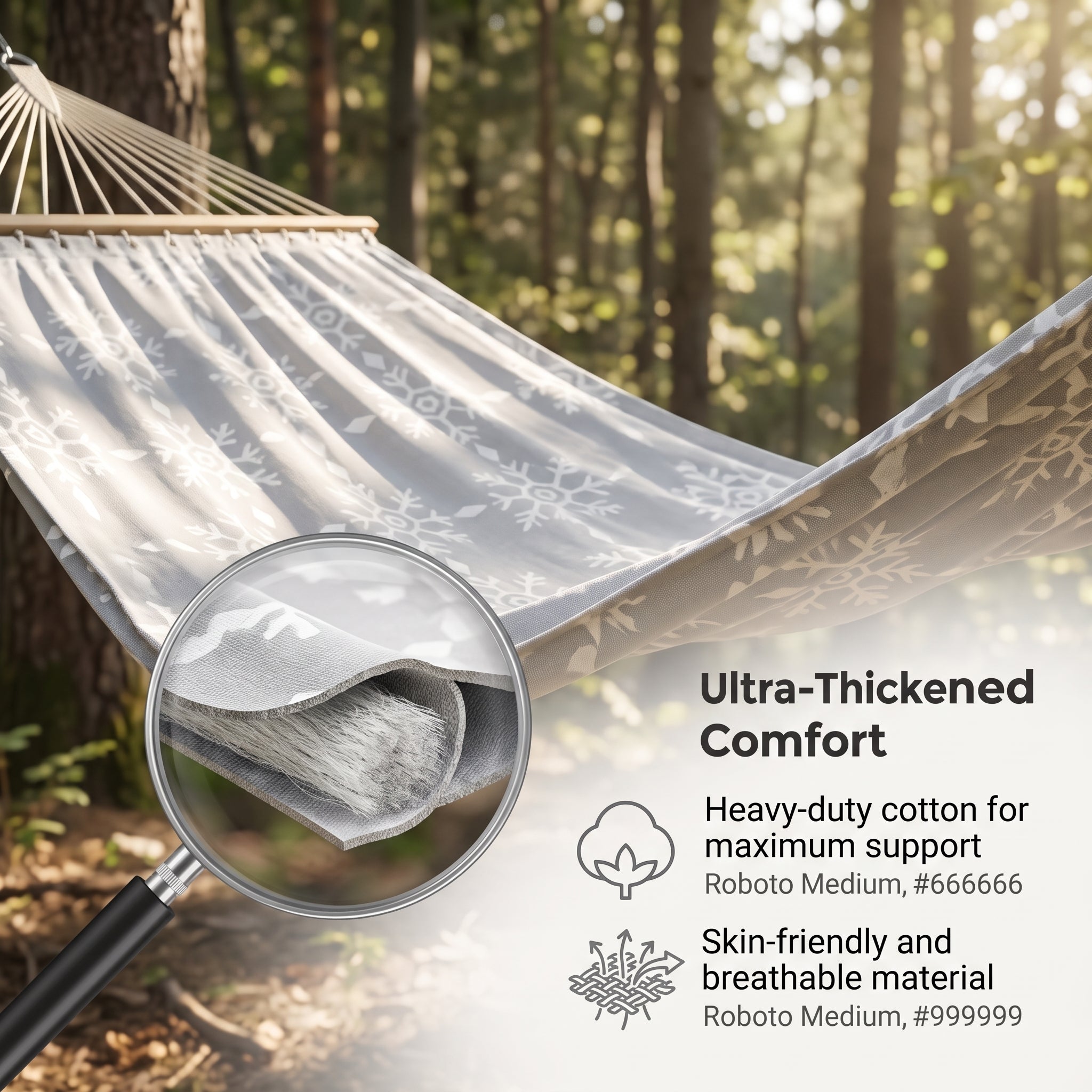 Extra Wide Double Quilted Hammock - Heavy Duty Outdoor Hammock for Two