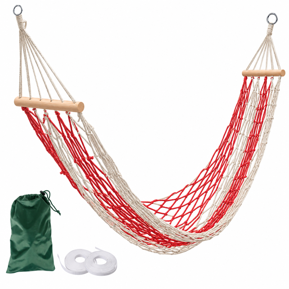 Adult Camping Hammock Heavy Duty Nylon Mesh Swing for Beach & Indoor -H54