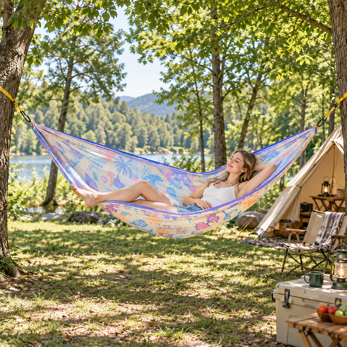 Anti-Tip Indoor Outdoor Hammock Swing Heavy Duty Adult Camping -H56