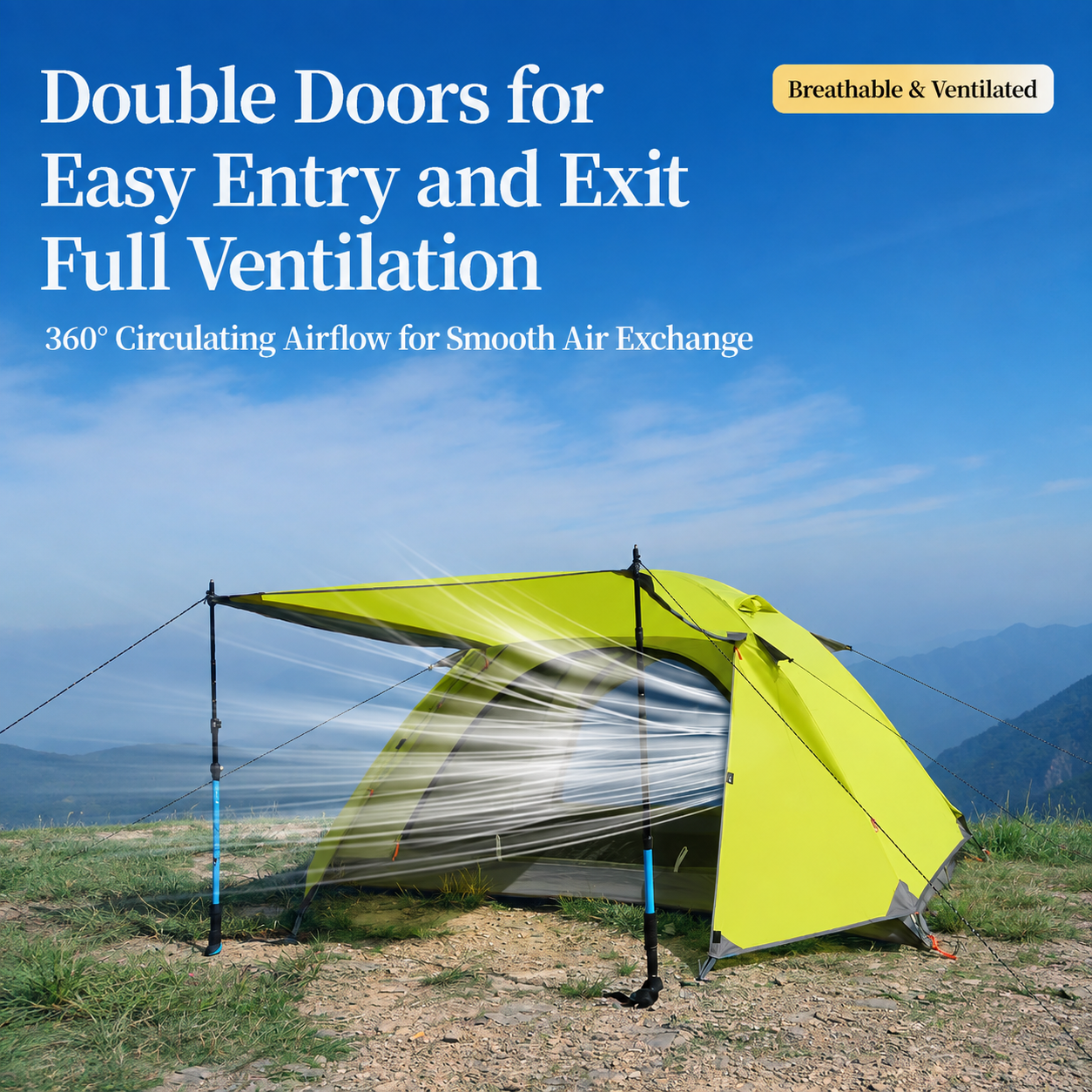 Portable Double-layer Camping tent Windproof Rainproof Sunproof Aluminum Pole -C15