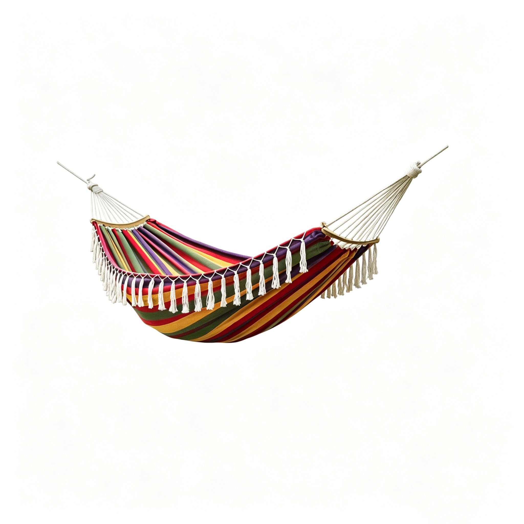 Detachable Jungle Wooden Stick Lightweight Tassel Double Outdoor Canvas Hammock