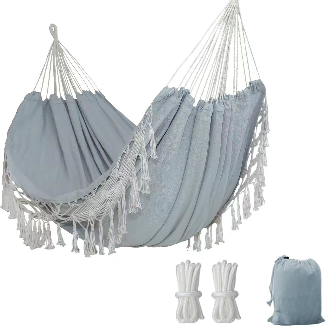 Anti-tipping Sleeping Hammock With Wooden Sticks Tassels and Lace Trim