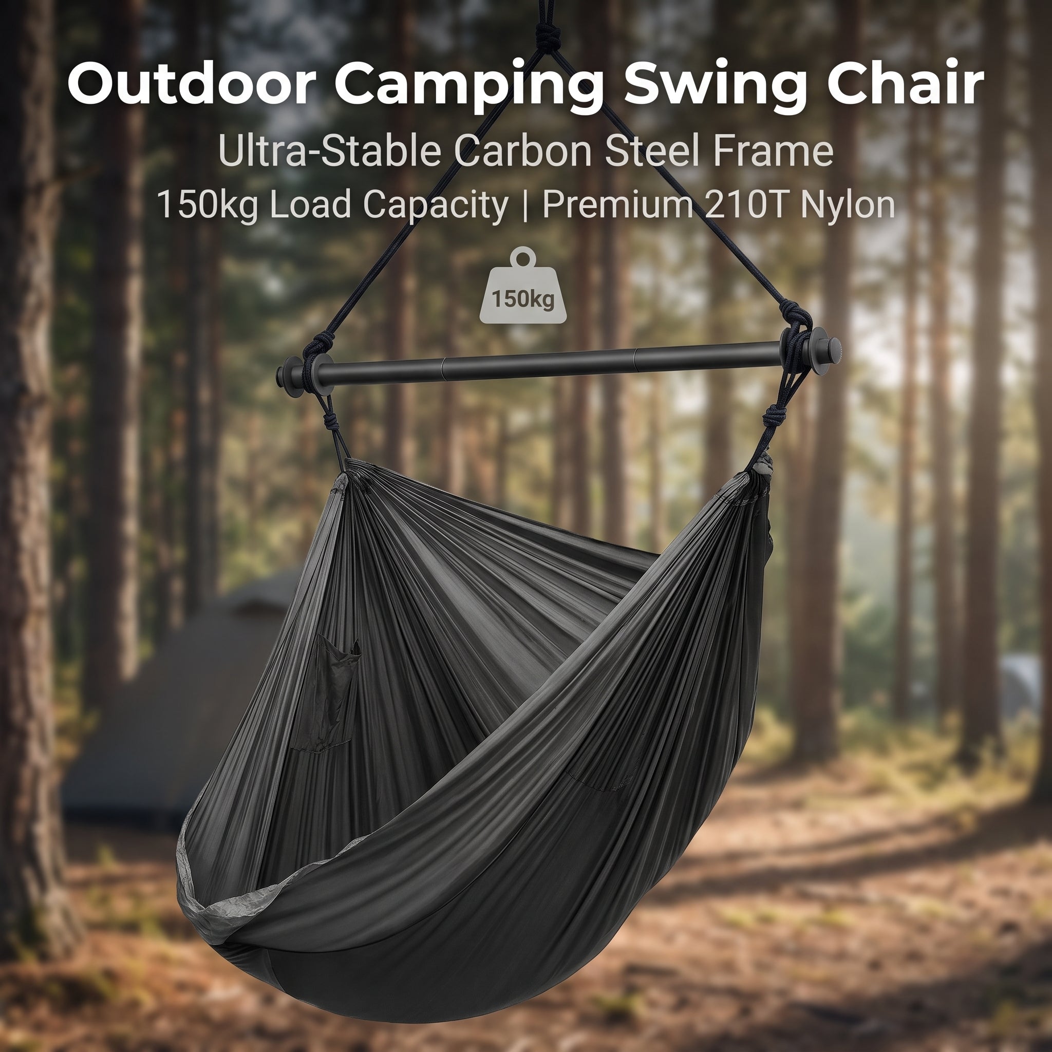 Portable Outdoor Camping Swing Chair with Carbon Steel Frame - Anti-Slip Balance System