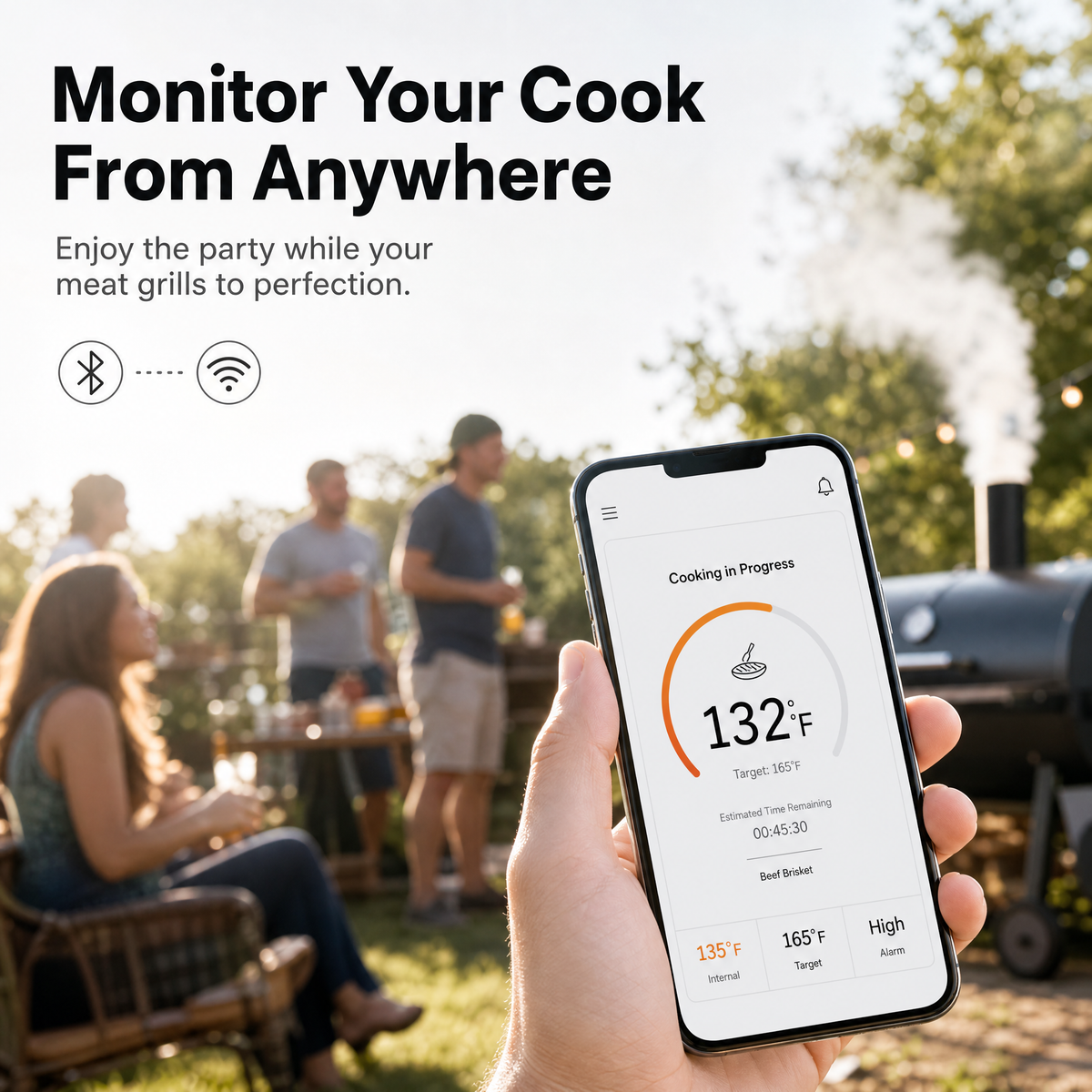 IP68 Waterproof Smart Meat Thermometer with 3s Instant Read & App /T5