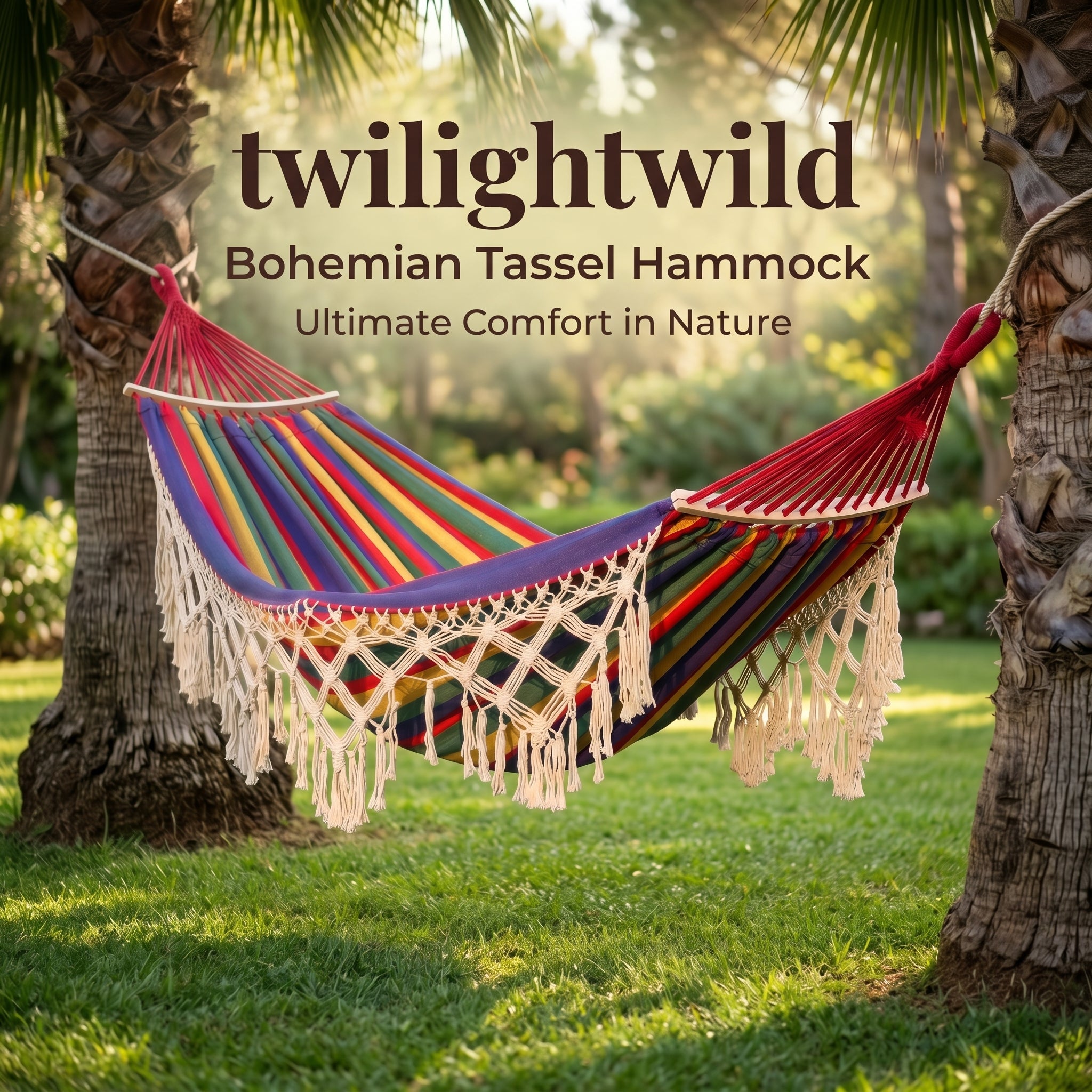 Bohemian Tassel Hanging Hammock Outdoor Anti-tipping Thickened Canvas Leisure Swing