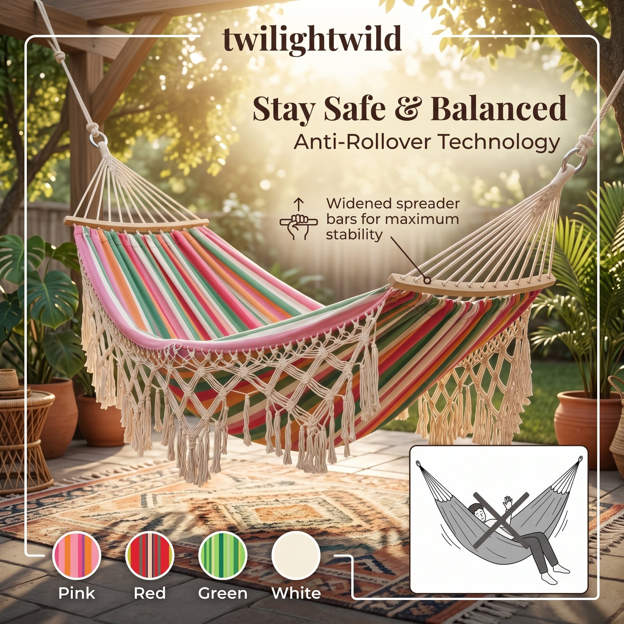 Bohemian Tassel Hanging Hammock Outdoor Anti-tipping Thickened Canvas Leisure Swing