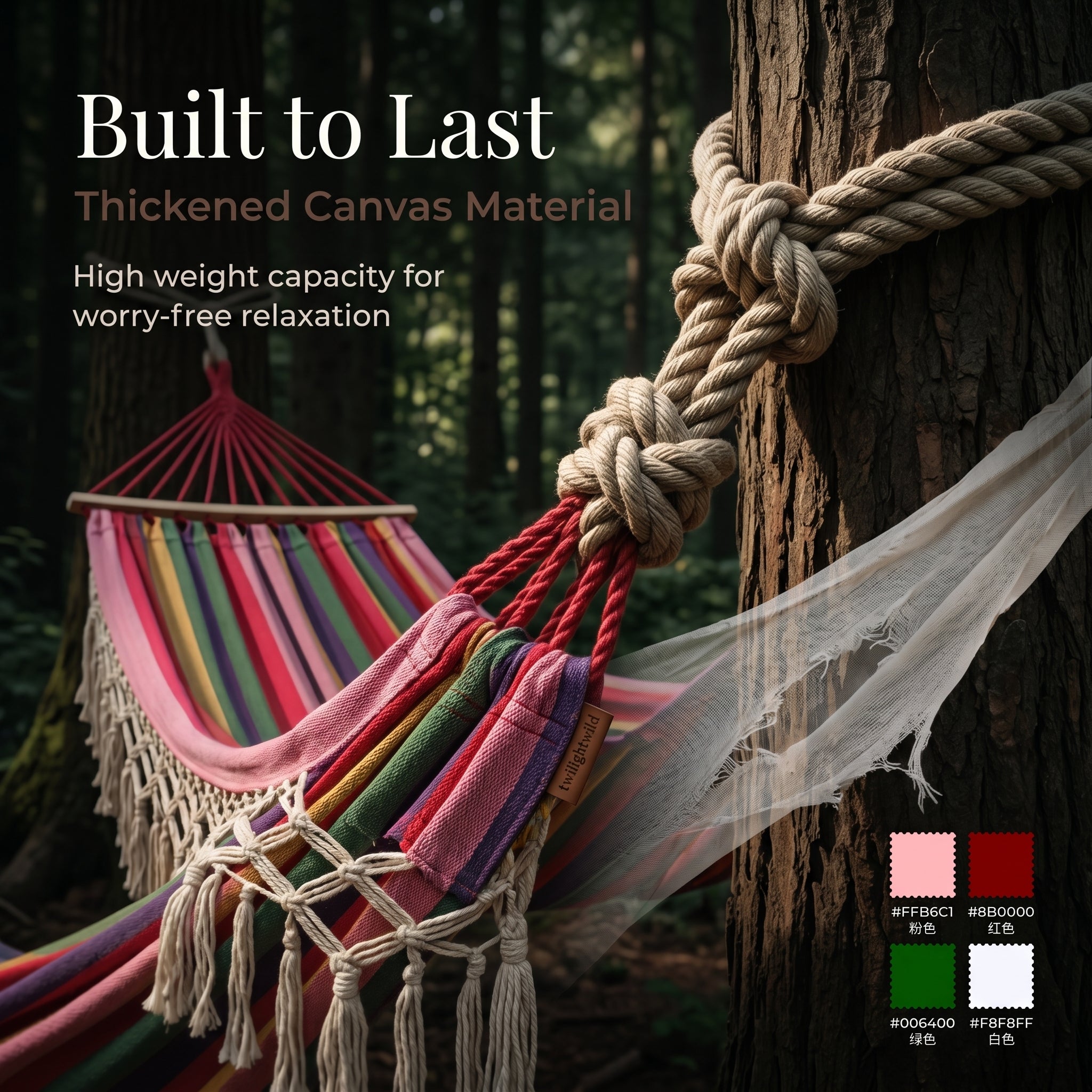 Bohemian Tassel Hanging Hammock Outdoor Anti-tipping Thickened Canvas Leisure Swing