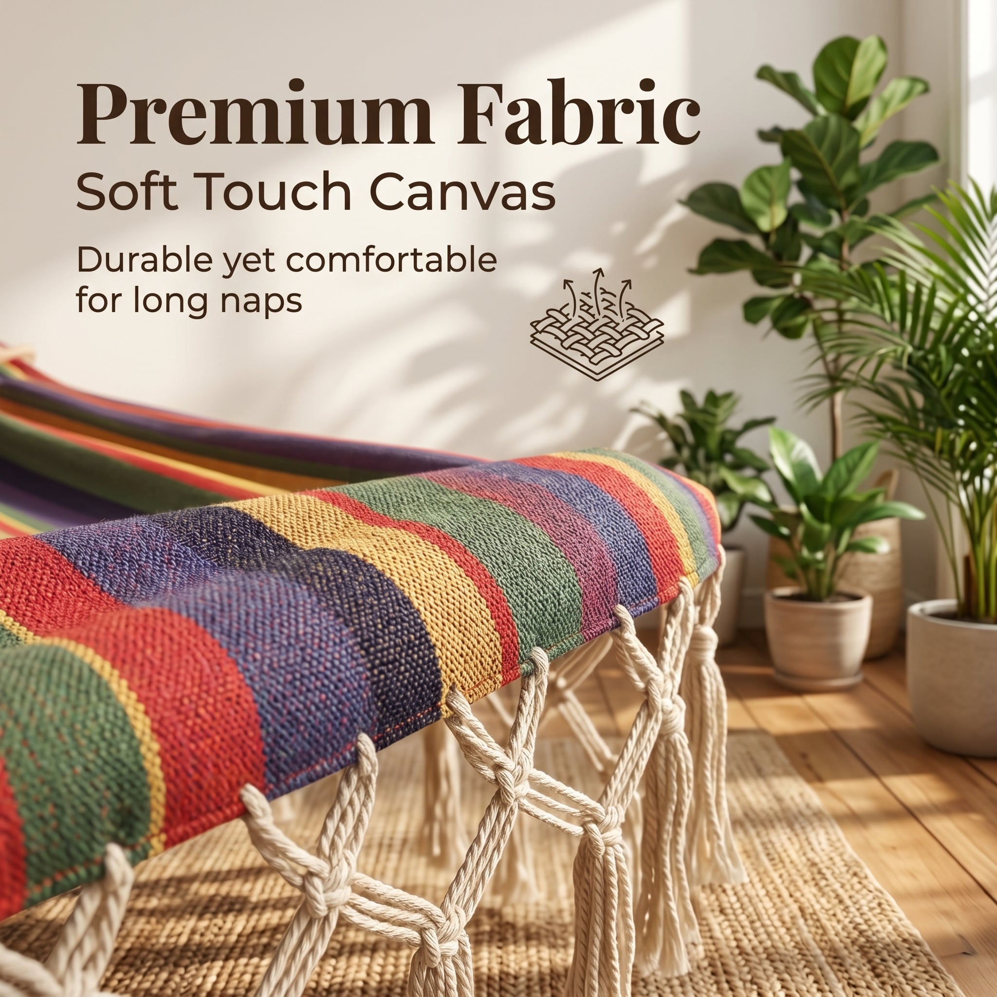 Bohemian Tassel Hanging Hammock Outdoor Anti-tipping Thickened Canvas Leisure Swing