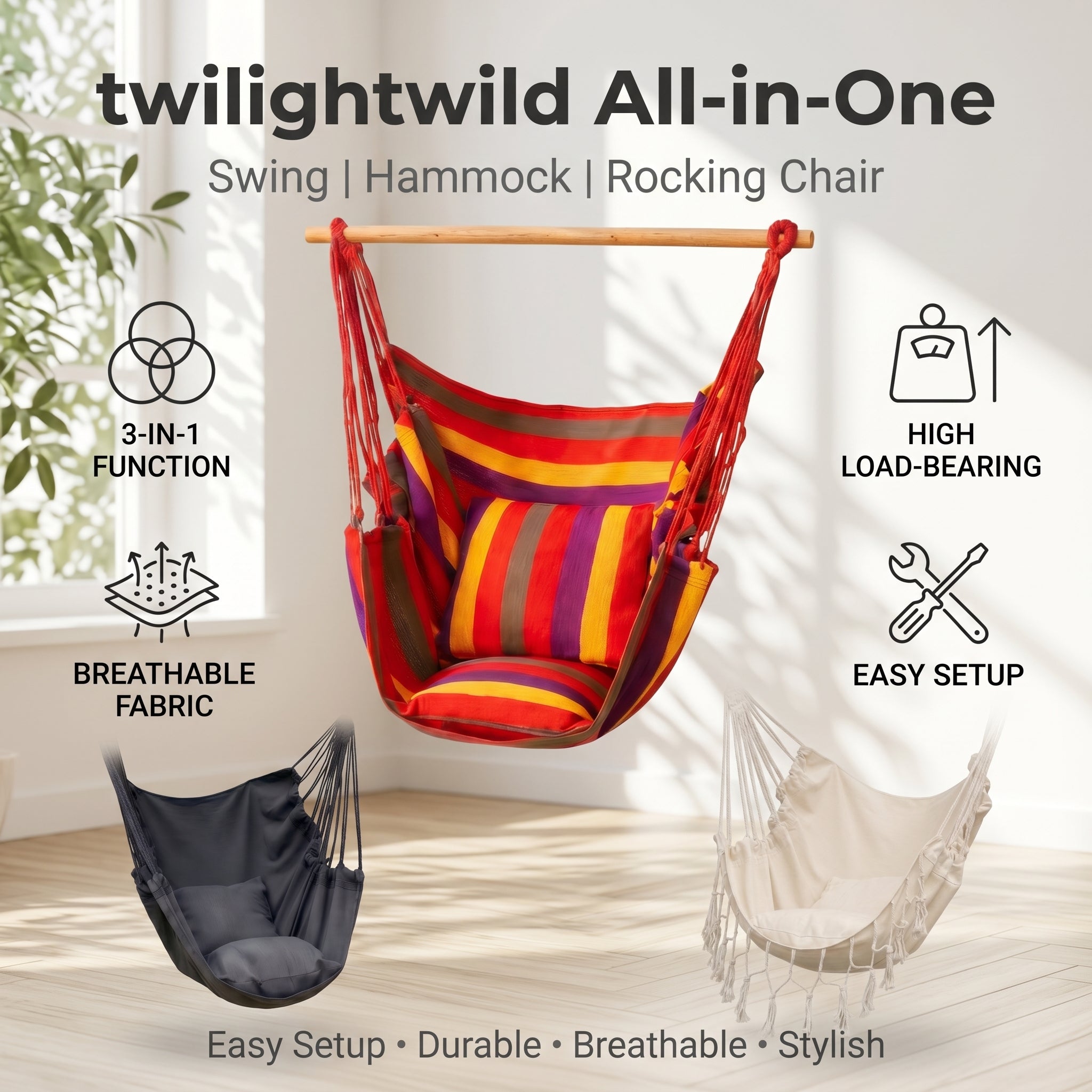 Multipurpose Outdoor Hanging Chair with Cushion