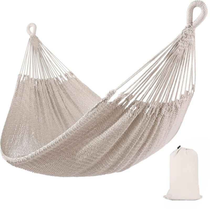 Double Cotton Hammock with Hand-Woven Design - Portable & Breathable