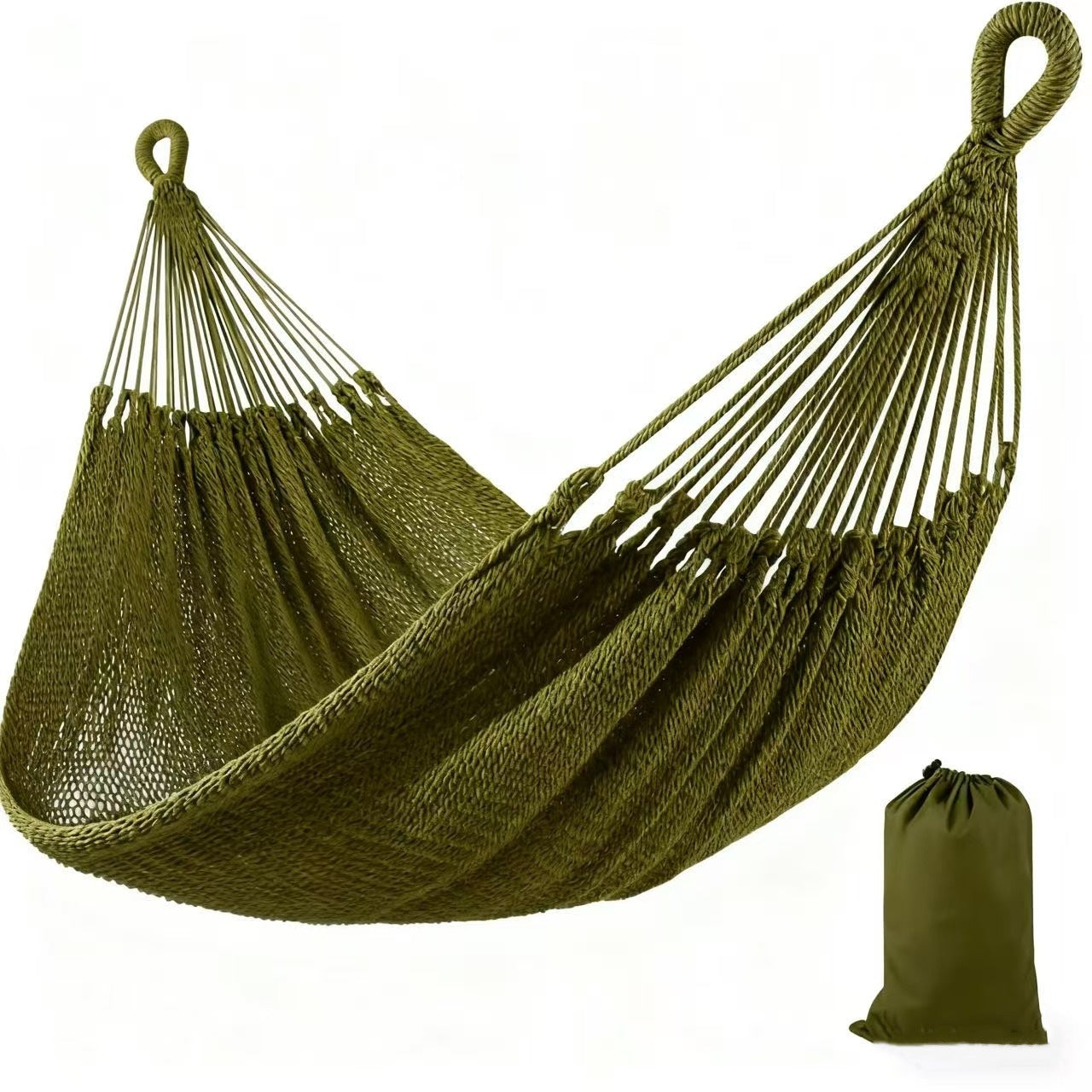 Double Cotton Hammock with Hand-Woven Design - Portable & Breathable