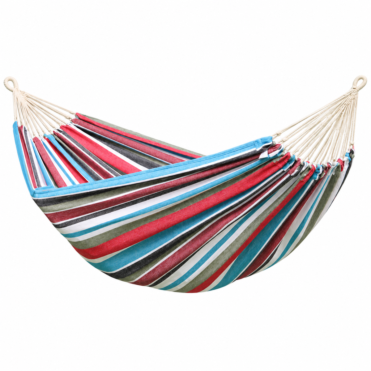 Heavy Duty Double Camping Hammock Cotton Canvas Anti-Flip Patio Swing -H50